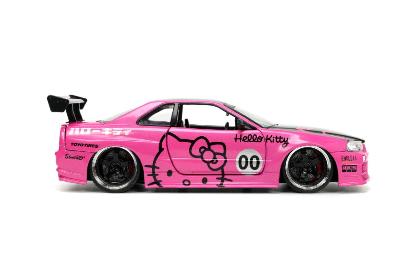 JAD34092 Hello Kitty - 2002 Nissan GTR (R34) with Hello Kitty 1:24 Scale Diecast Vehicle - Jada Toys - Titan Pop Culture