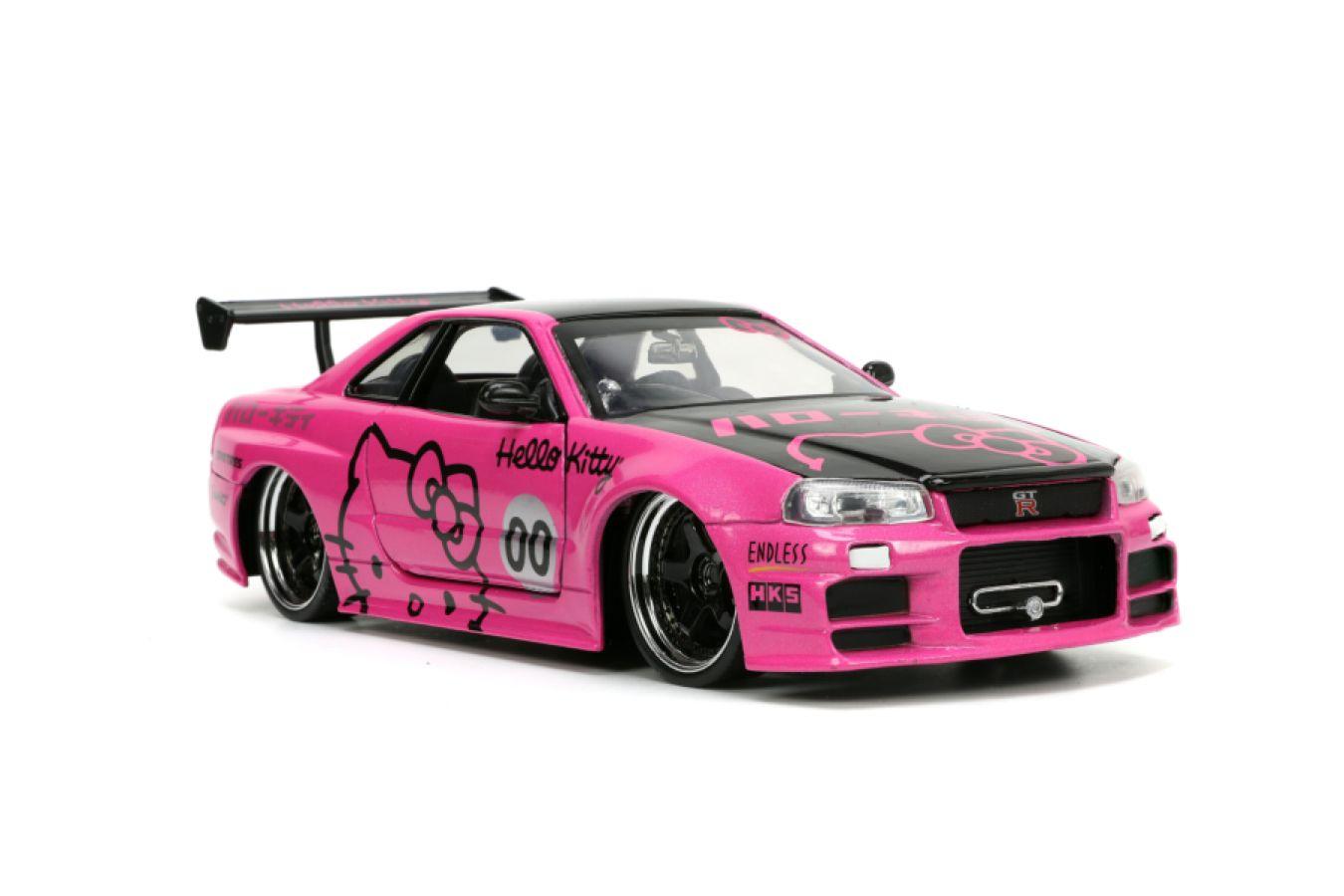 JAD34092 Hello Kitty - 2002 Nissan GTR (R34) with Hello Kitty 1:24 Scale Diecast Vehicle - Jada Toys - Titan Pop Culture