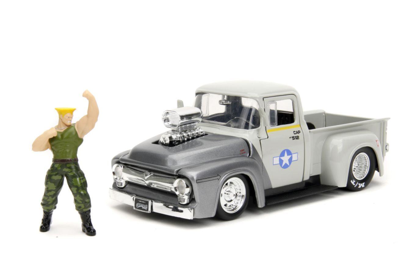 JAD34373 Street Fighter - Ford F-100 (1956) 1:24 with Guile Figure Hollywood Rides Diecast Vehicle - Jada Toys - Titan Pop Culture