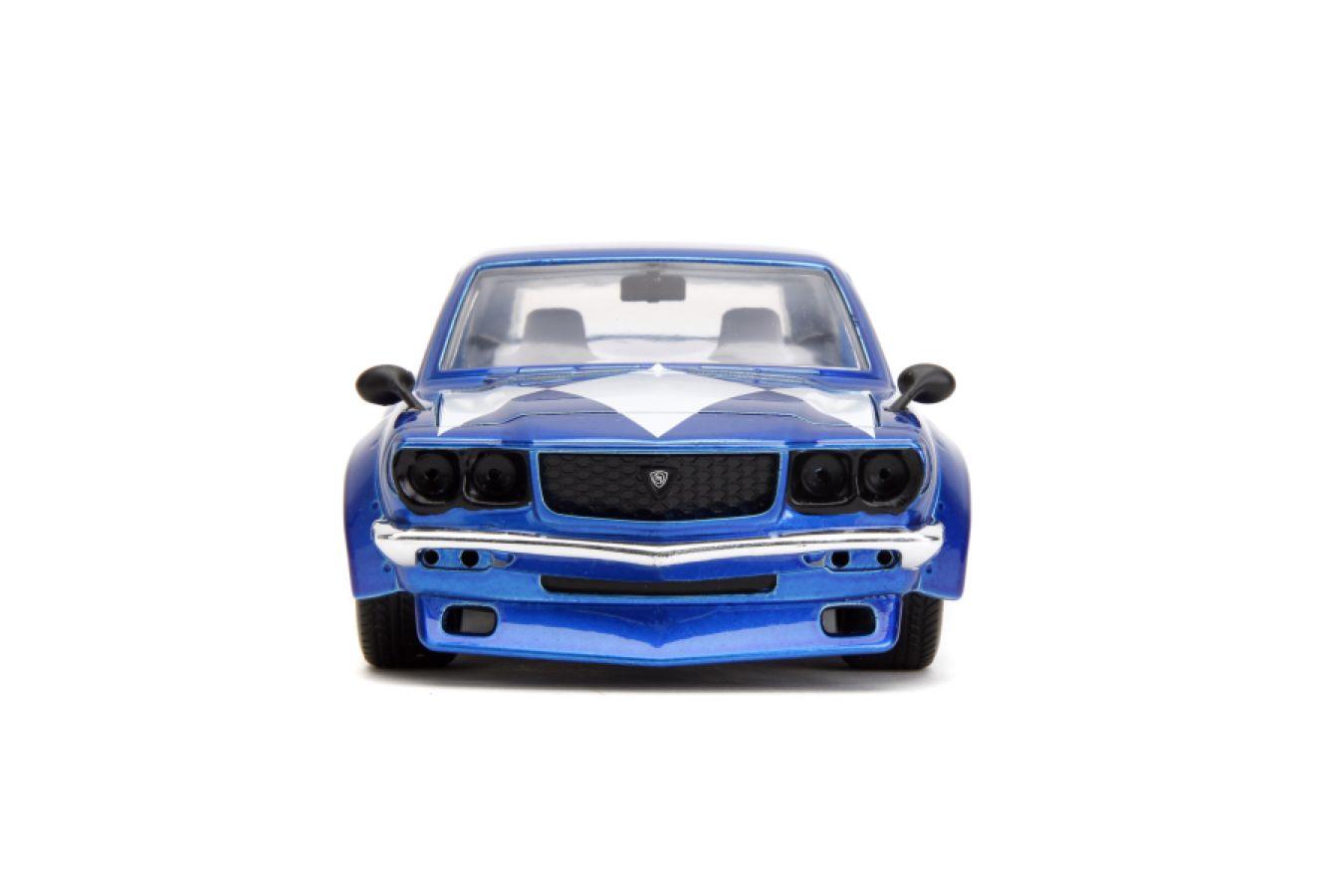 JAD34389 Power Rangers - 1974 Mazda RX-3 (with Blue Ranger) 1:24 Scale Diecast Vehicle Set - Jada Toys - Titan Pop Culture