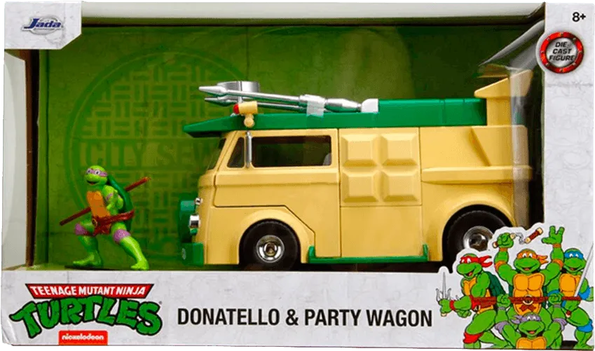 JAD34529 Teenage Mutant Ninja Turtles (TV'87) - HWR Party Wagon w/Donatello 1:24 Scale Vehicle - Jada Toys - Titan Pop Culture