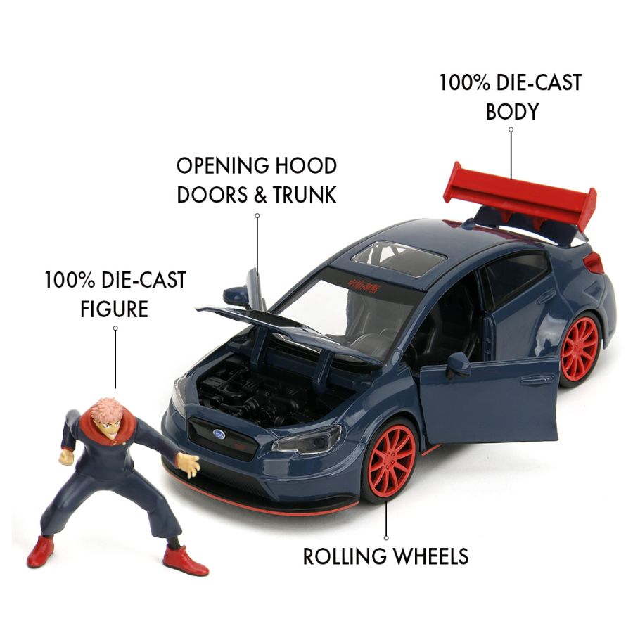 JAD34714 Jujutsu Kaisen - 1:24 2016 Subaru WRX STI Diecast Vehicle with Yuji Itadori 2.75" Figure - Jada Toys - Titan Pop Culture