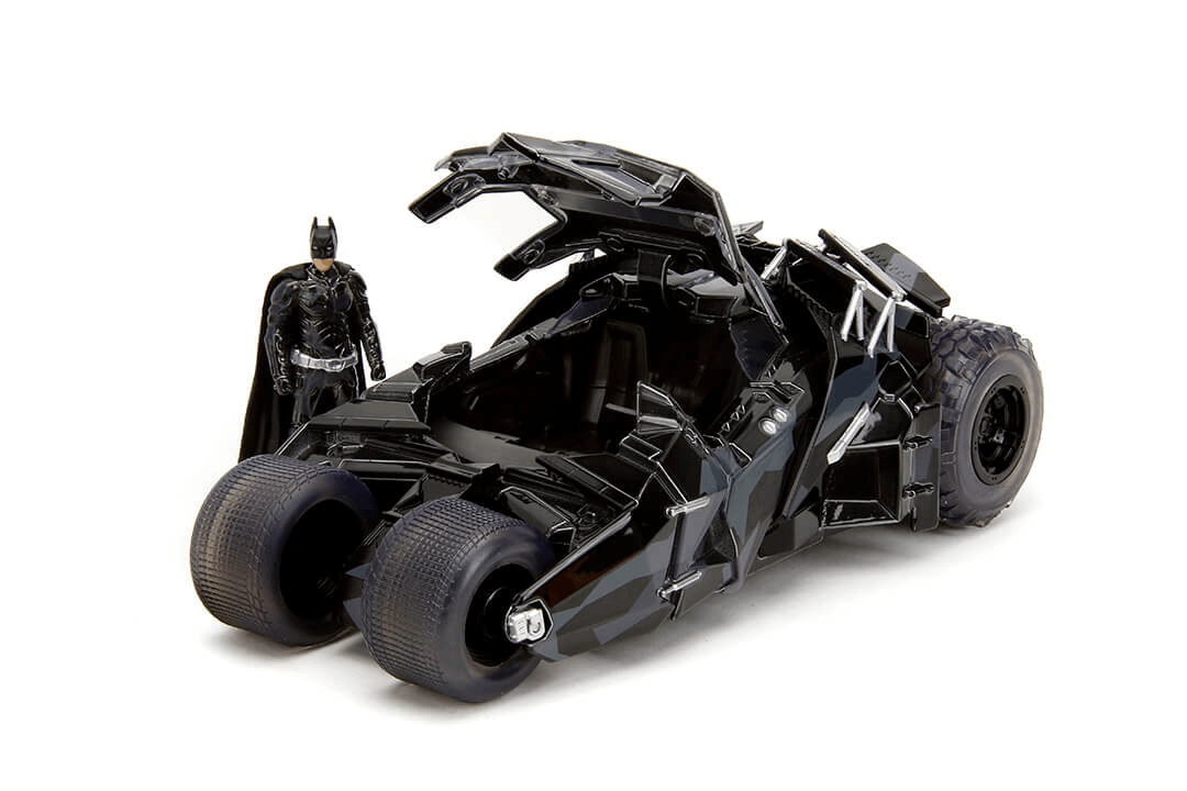 JAD34821 Batman: Dark Knight Trilogy - Batmobile with Batman (Black Camo) SDCC 2023 Exclusive 1:24 Scale - Jada Toys - Titan Pop Culture