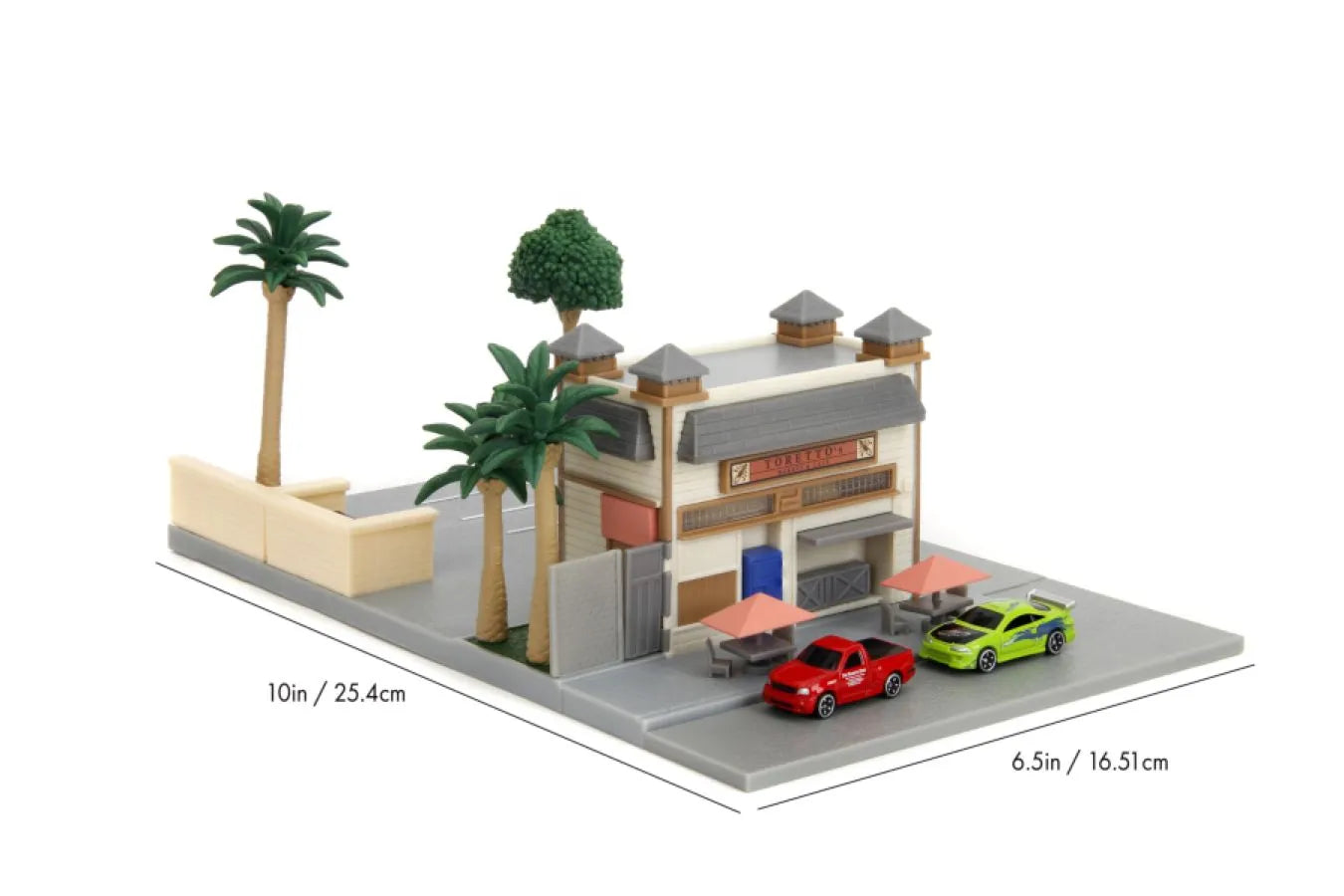 JAD34914 Fast & Furious - Toretto's Cafe NanoScene with 2 Vehicles - Jada Toys - Titan Pop Culture