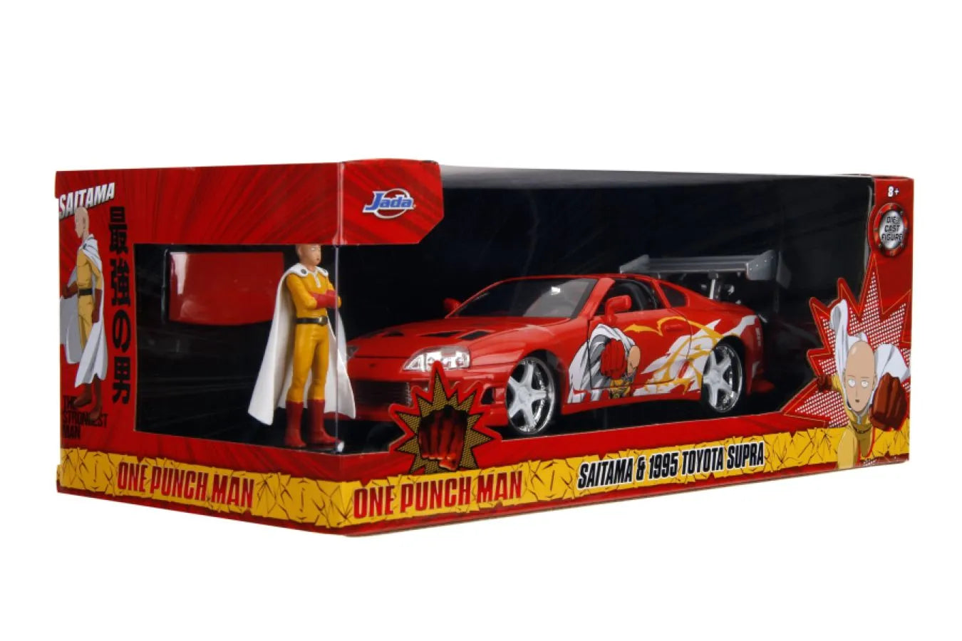 JAD35347 One Punch Man - Saitama with 1995 Toyota Supra V2 1:24 Scale Diecast Vehicle - Jada Toys - Titan Pop Culture