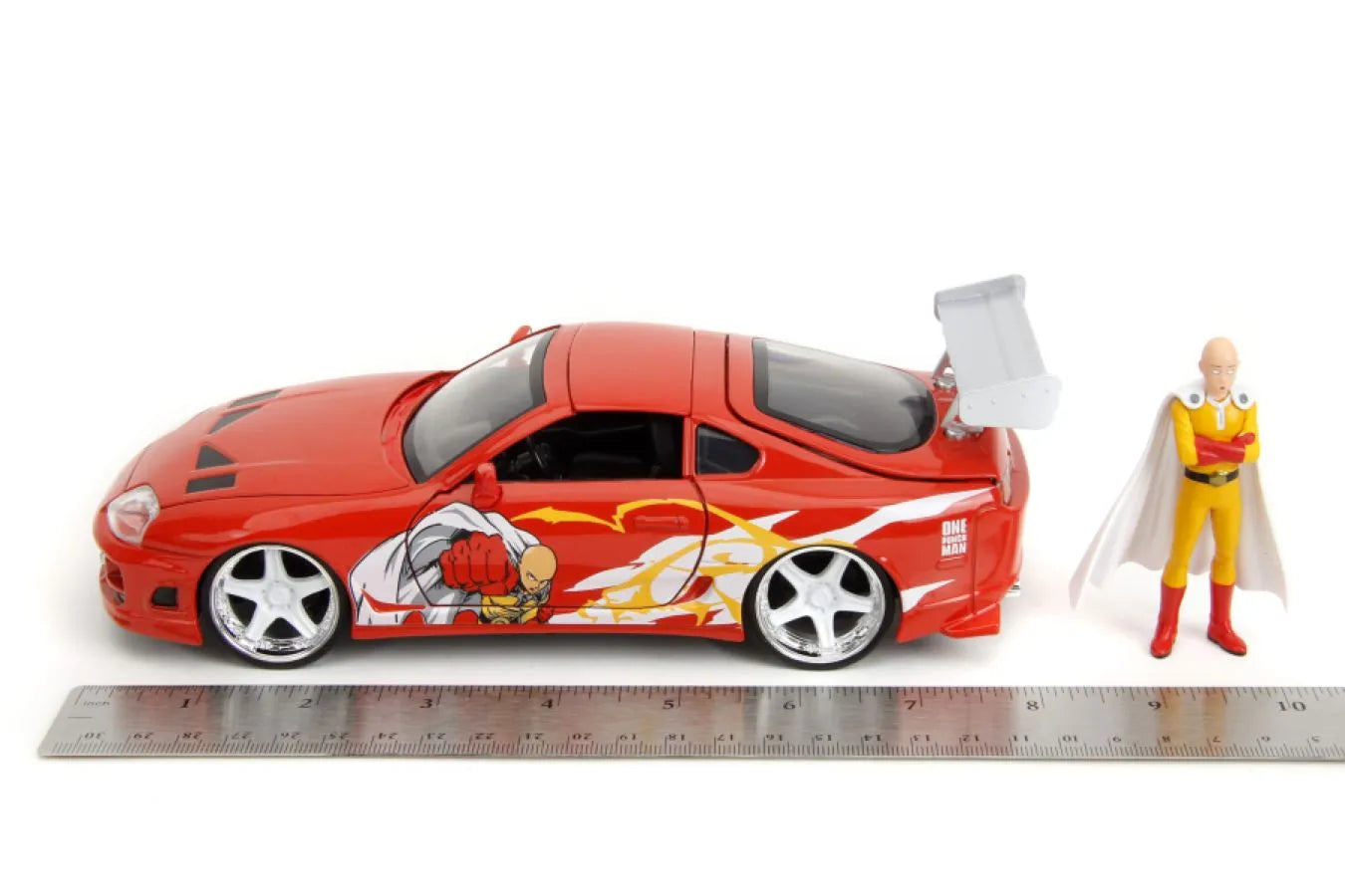 JAD35347 One Punch Man - Saitama with 1995 Toyota Supra V2 1:24 Scale Diecast Vehicle - Jada Toys - Titan Pop Culture