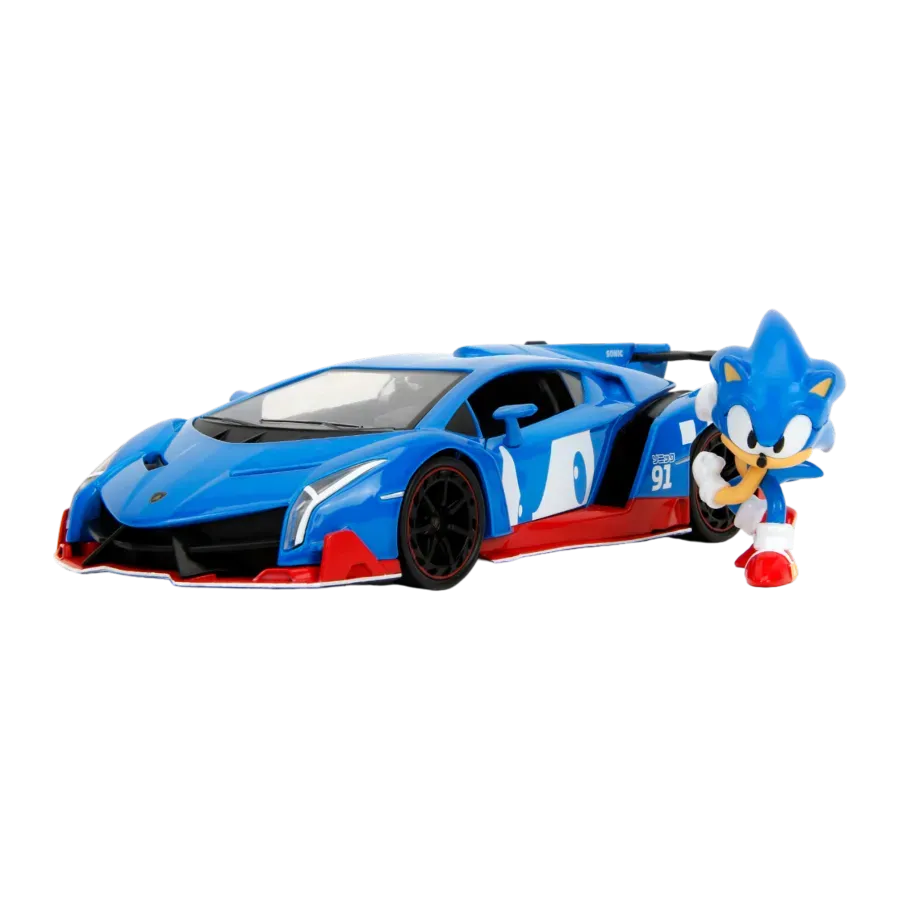 JAD35433 Sonic the Hedgehog- Lamborghini Veneno 1:24 Scale Diecast Vehicle with Sonic Figure - Jada Toys - Titan Pop Culture