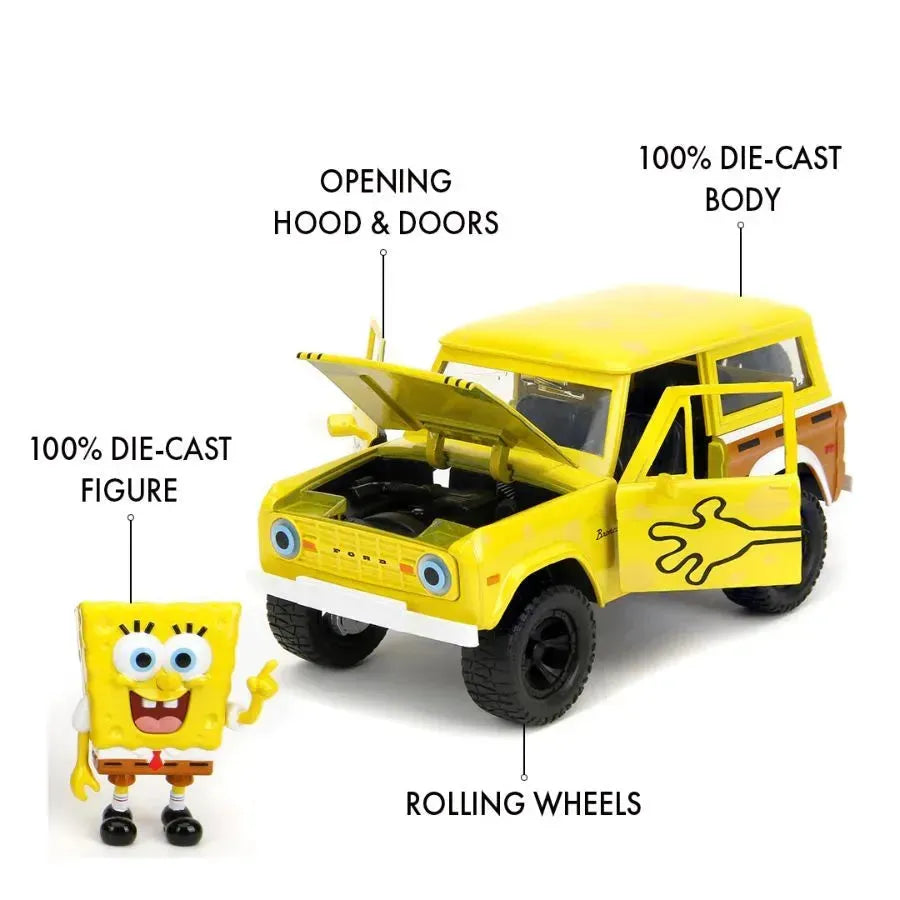 JAD35467 Spongebob Squarepants - 1972 Ford Bronco (with Spongebob) 1:24 Scale Diecast Vehicle - Jada Toys - Titan Pop Culture