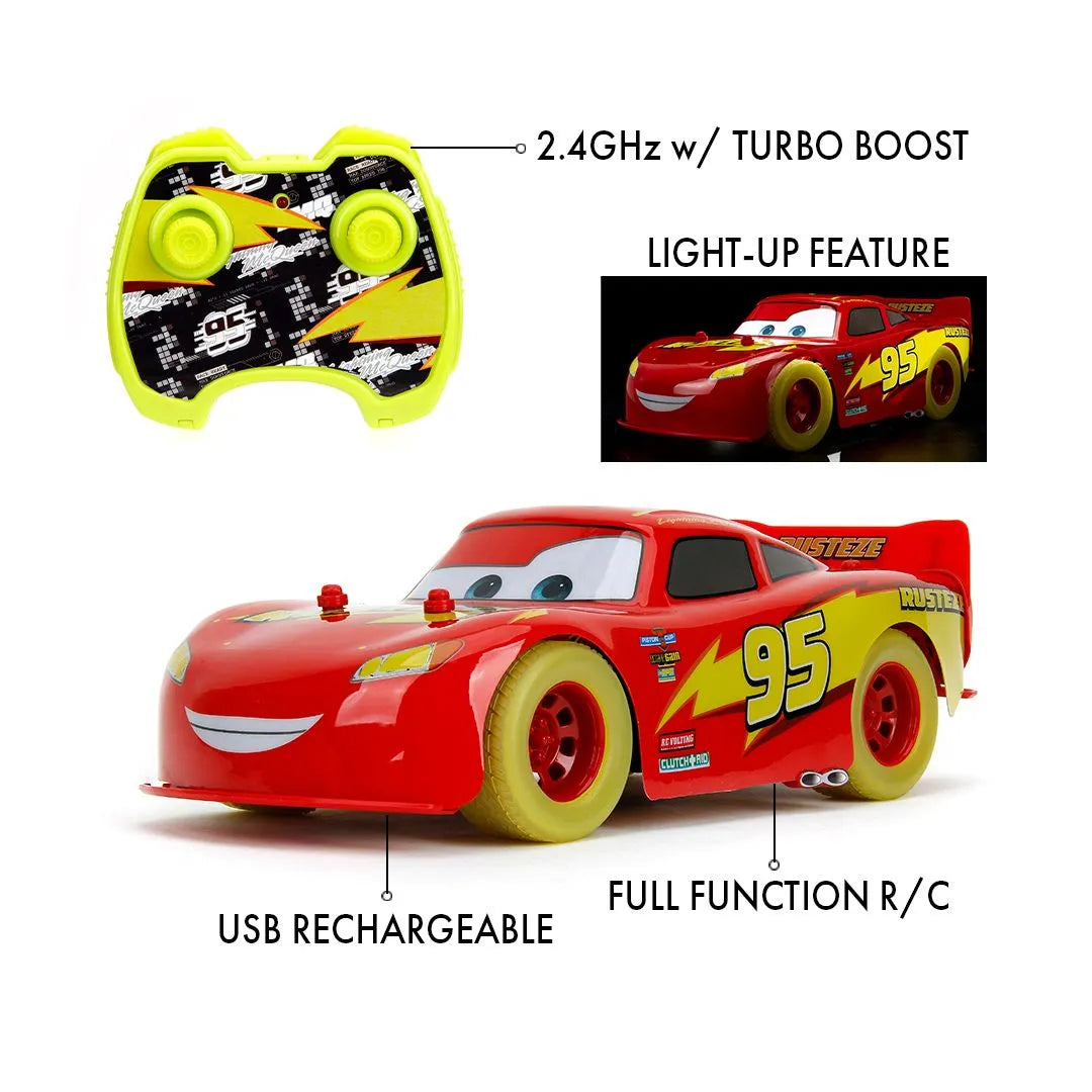 JAD35563 Cars - 1:14 Lightning Mcqueen (Glow) Remote Control Car - Jada Toys - Titan Pop Culture