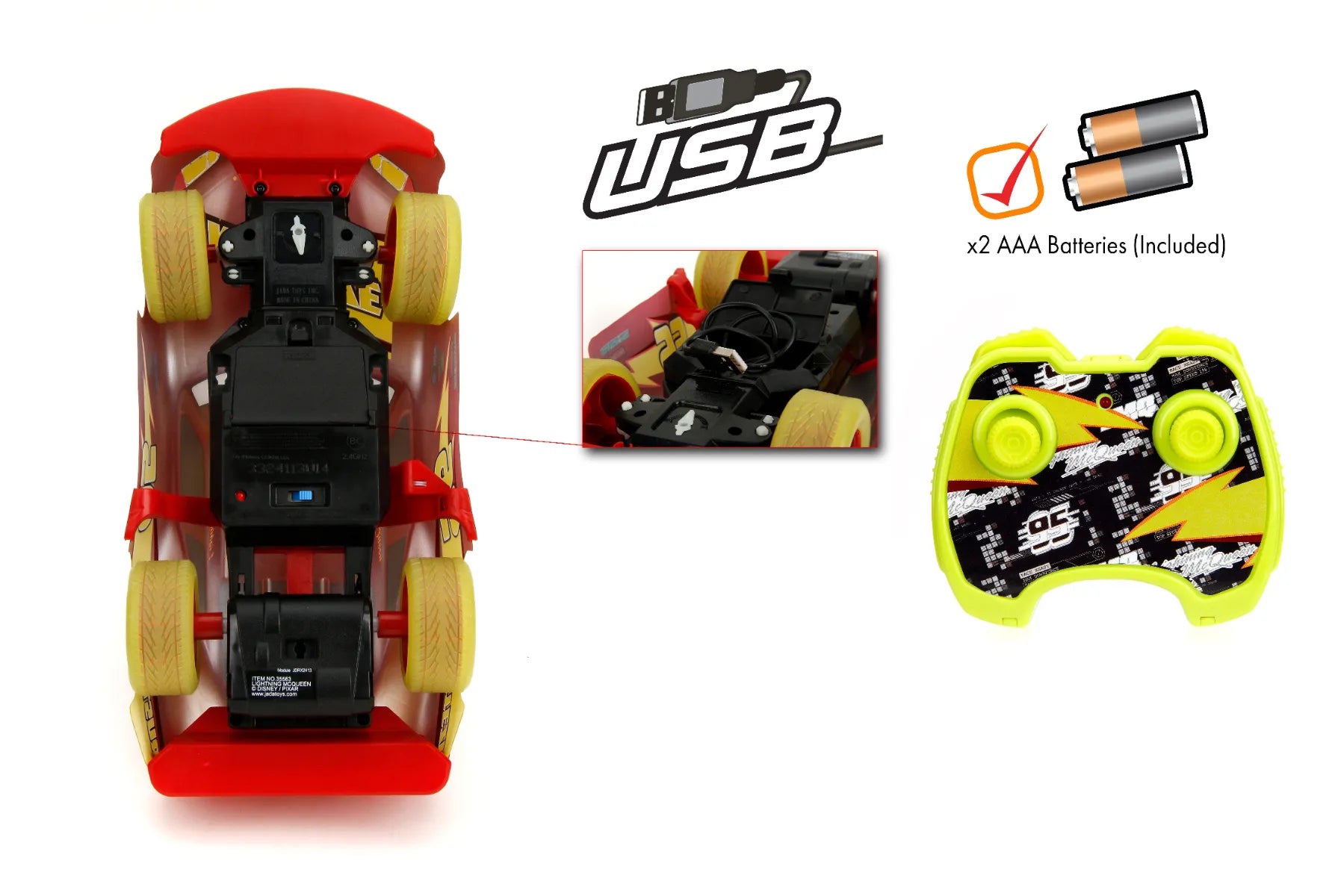 JAD35563 Cars - 1:14 Lightning Mcqueen (Glow) Remote Control Car - Jada Toys - Titan Pop Culture