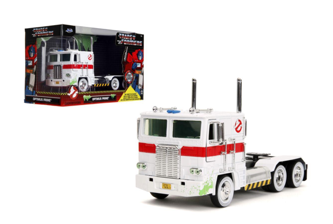 JAD35572 Hollywood Rides - Optimus Prime X Ghostbusters Ecto-1 Mash-up 1:24 Scale Diecast Vehicle - Jada Toys - Titan Pop Culture