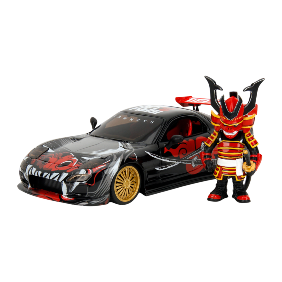 JAD35668 Lab Monkeys - 1:24 Mazda RX7 Diecast Vehicle with SARU 3.25" Figure - Jada Toys - Titan Pop Culture