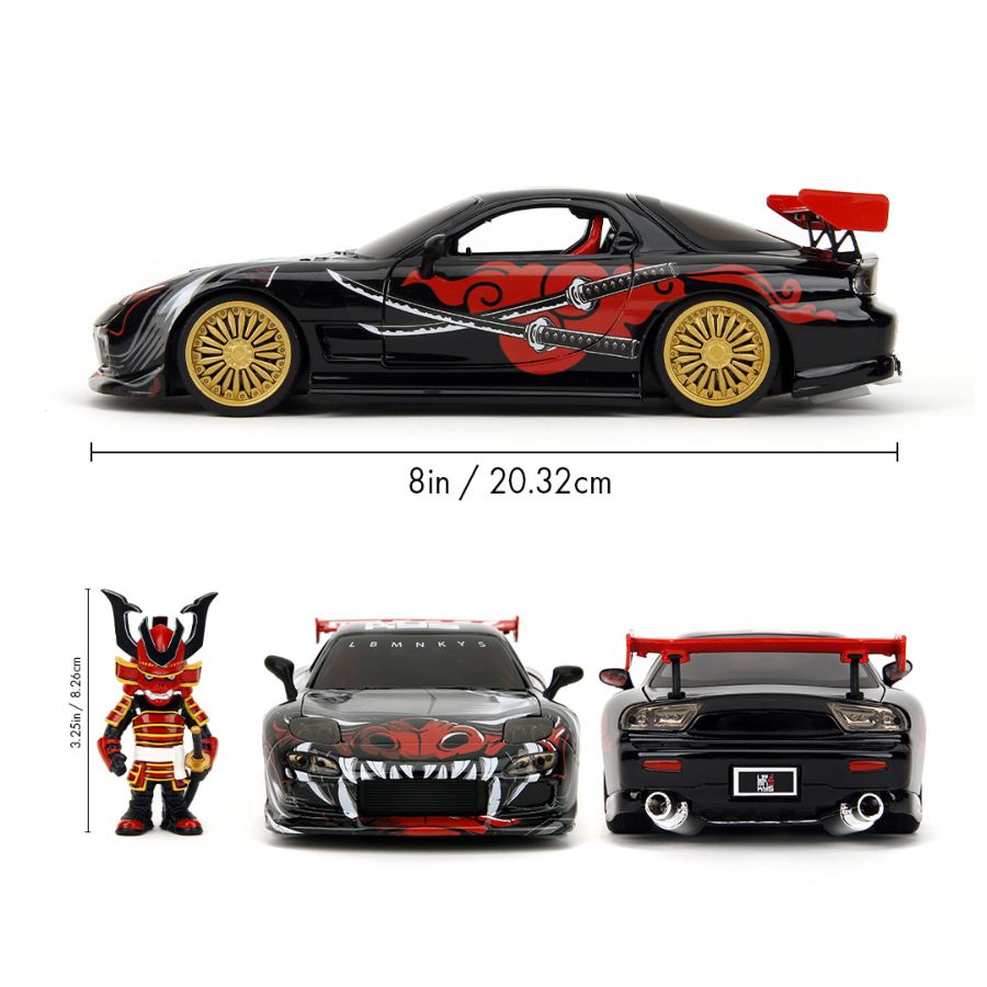 JAD35668 Lab Monkeys - 1:24 Mazda RX7 Diecast Vehicle with SARU 3.25" Figure - Jada Toys - Titan Pop Culture