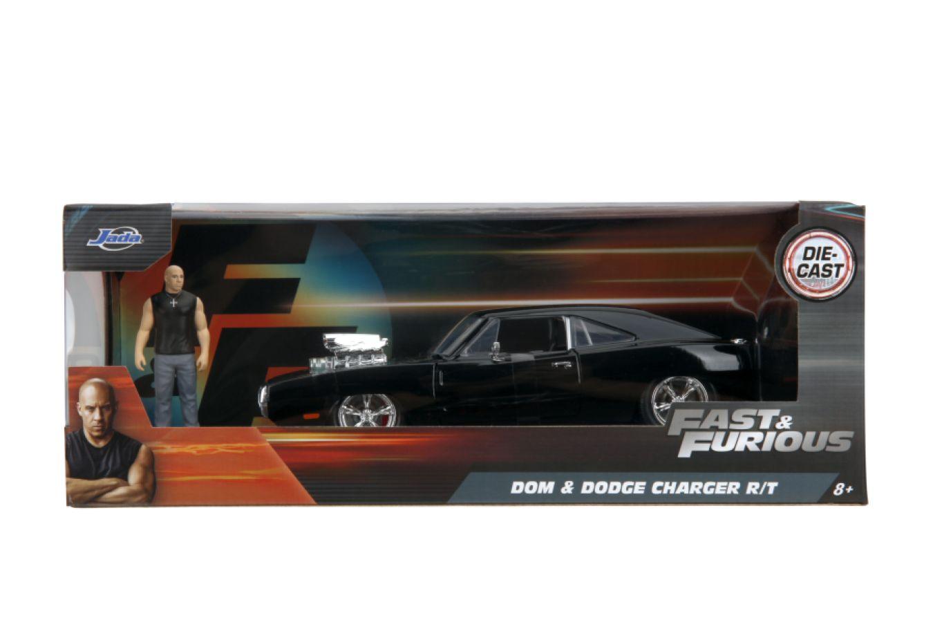 JAD35907 Hollywood Rides - 1970 Dodge Charger w/Dom Toretto 1:24 Diecast Set - Jada Toys - Titan Pop Culture