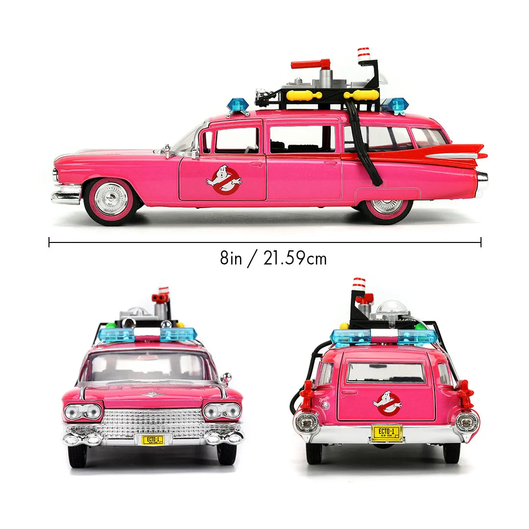JAD35951 Pink Slips - Ghostbusters Ecto-1 (Pink) 1:24 Scale Diecast Vehicle - Jada Toys - Titan Pop Culture