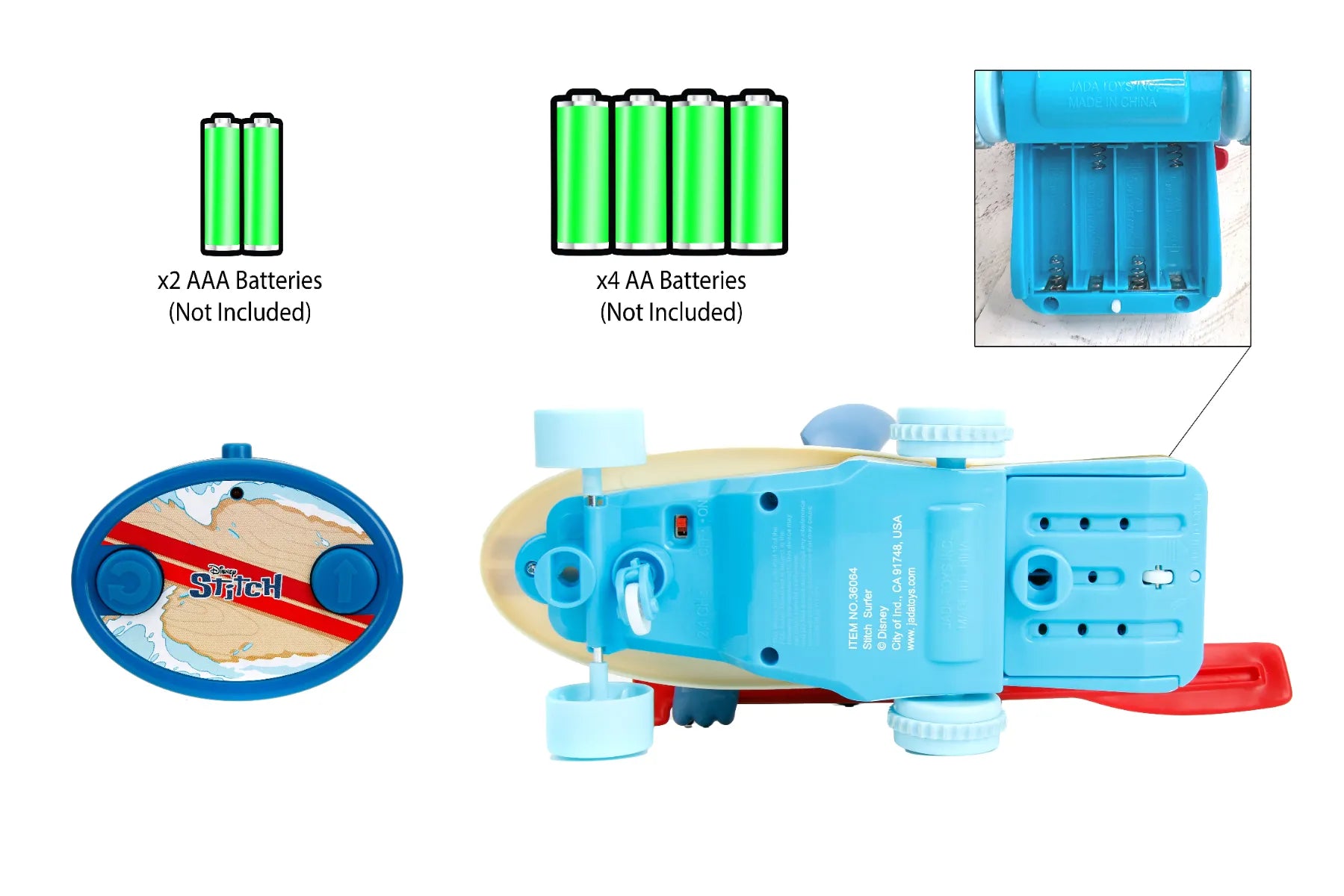 JAD36064 Lilo & Stitch - Stitch on Surfboard Remote Control - Jada Toys - Titan Pop Culture