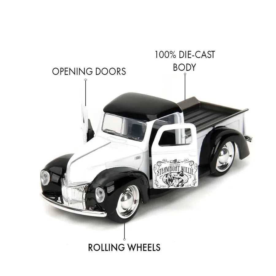 JAD36091 Disney - 1:32 Steamboat Willie 1941 Ford Pickup Diecast Vehicle - Jada Toys - Titan Pop Culture