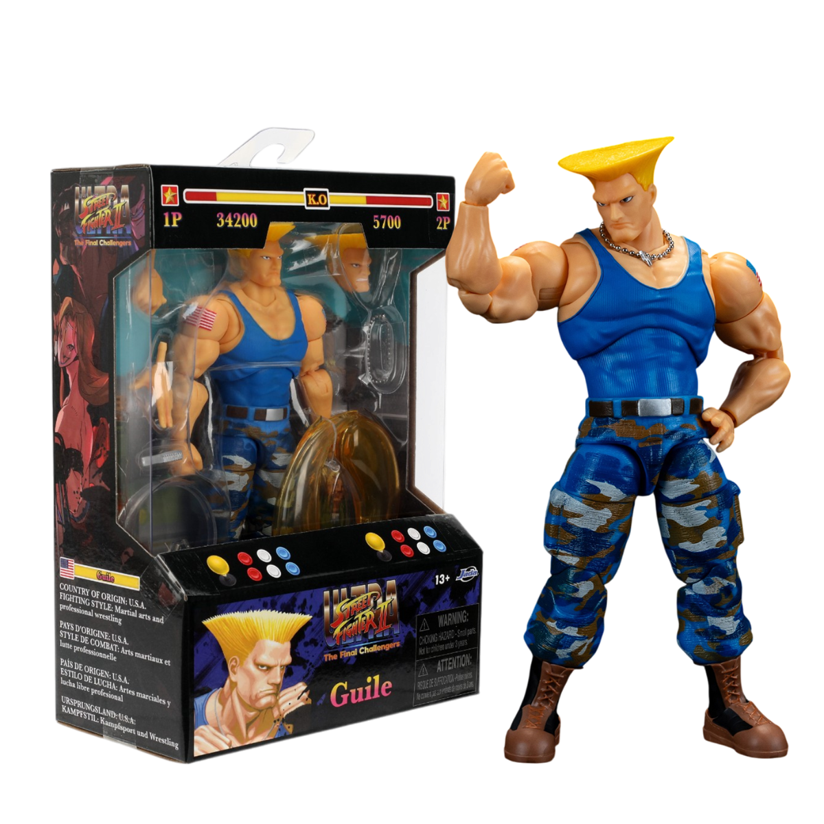 Street Fighter II - Guile (Jugador 2) Figura de 6"