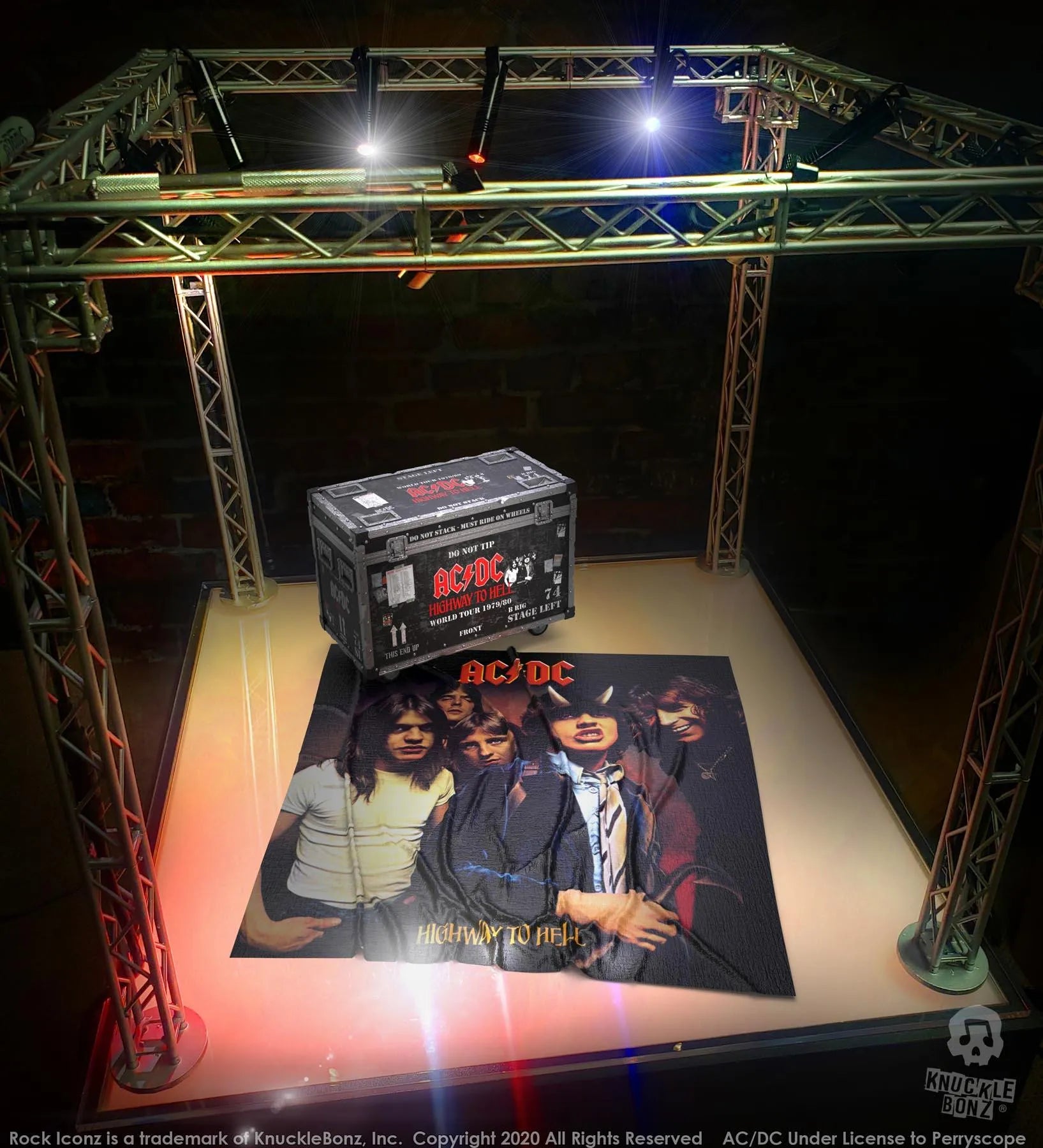 KNUACDCHHRC100 AC/DC - Highway To Hell Road Case & Stage Backdrop - KnuckleBonz - Titan Pop Culture