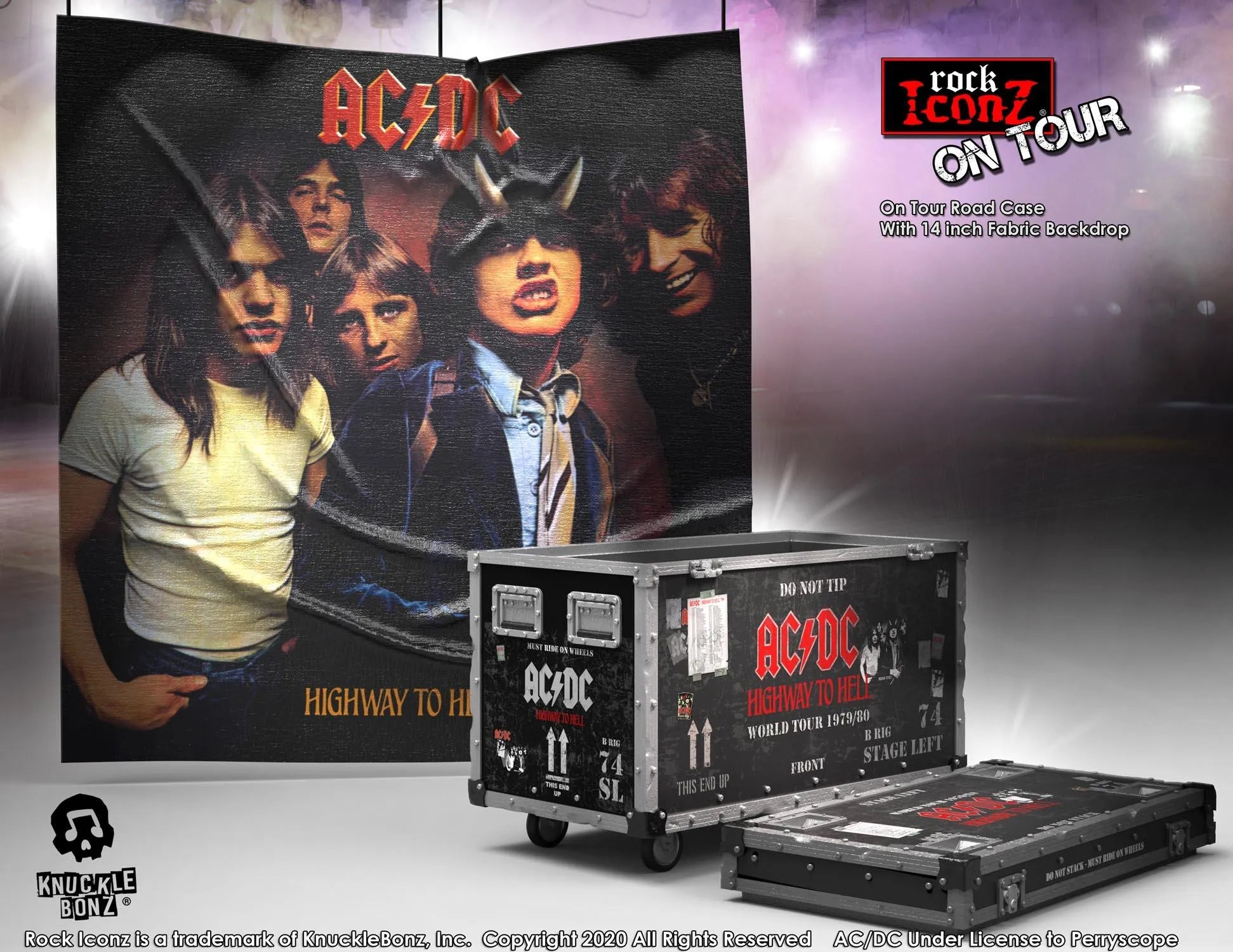 KNUACDCHHRC100 AC/DC - Highway To Hell Road Case & Stage Backdrop - KnuckleBonz - Titan Pop Culture