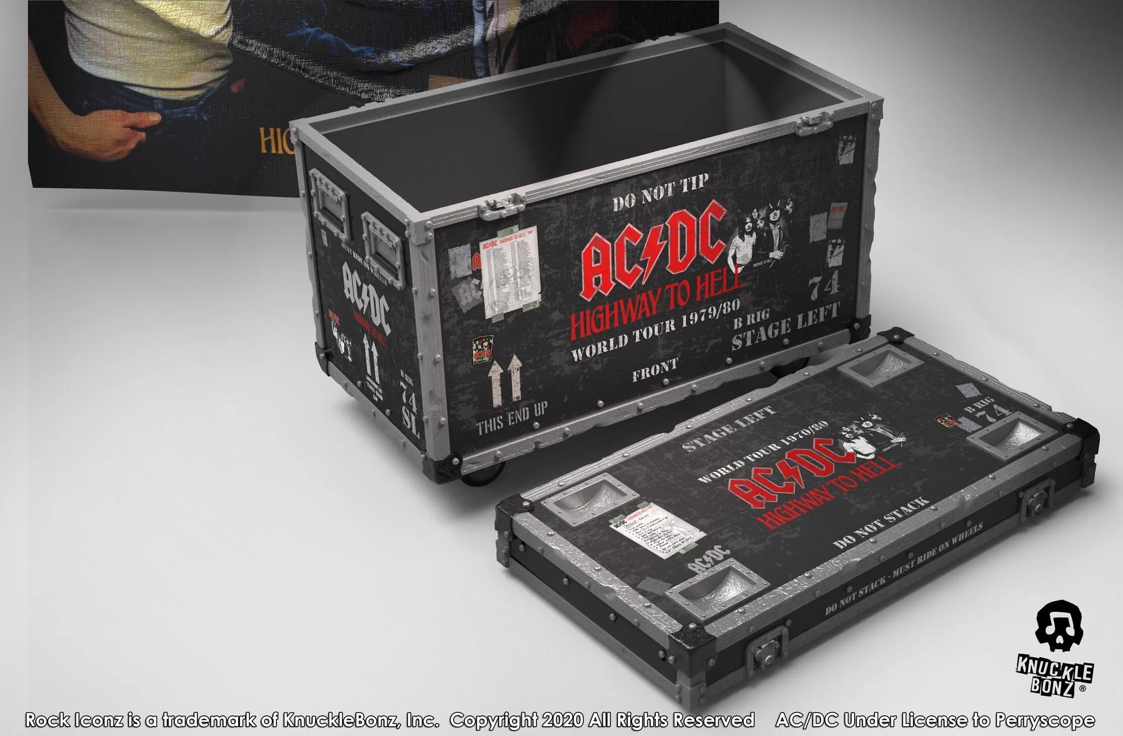 KNUACDCHHRC100 AC/DC - Highway To Hell Road Case & Stage Backdrop - KnuckleBonz - Titan Pop Culture