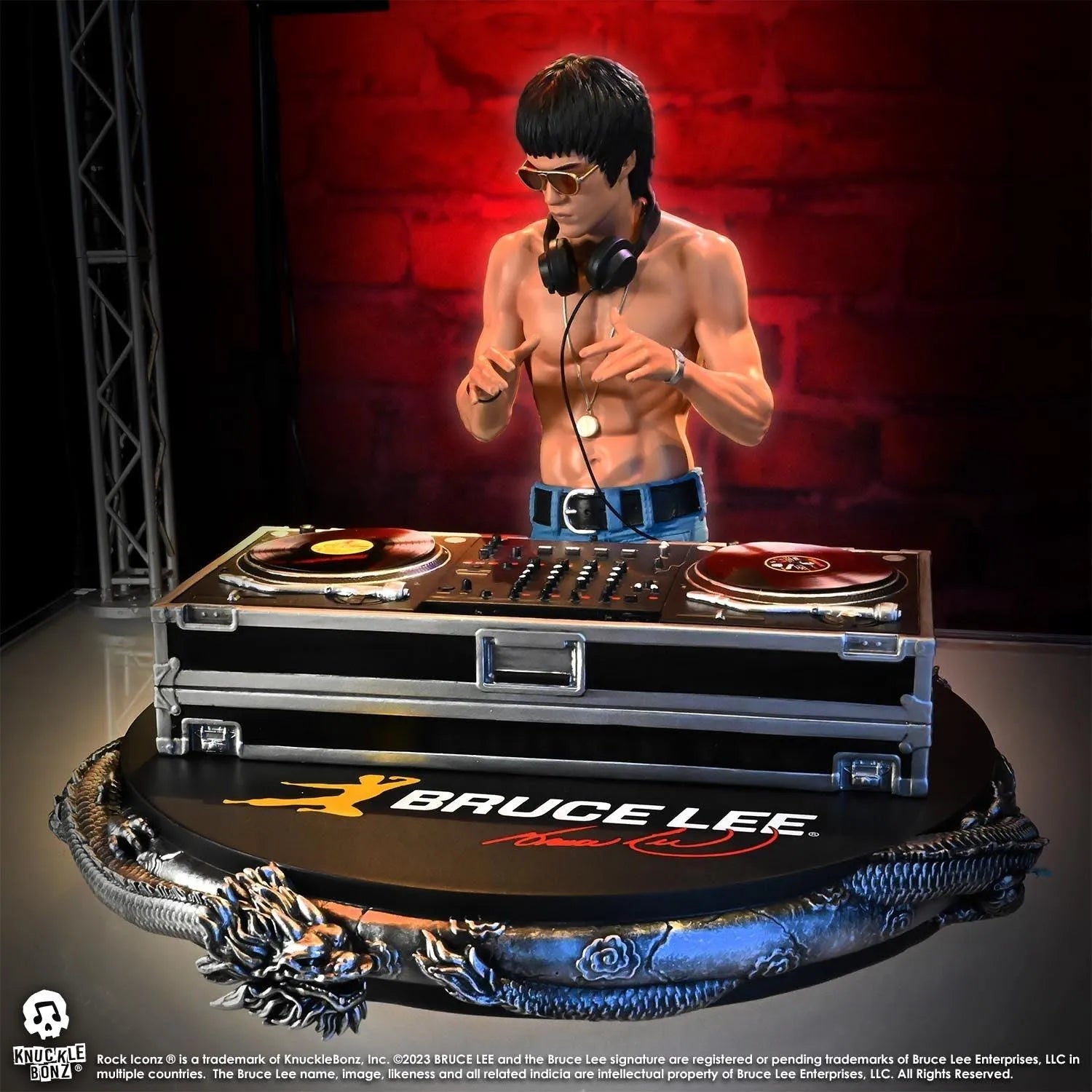 KNUBRUCELEE100 Bruce Lee - DJ Dragon Rock Iconz Statue - KnuckleBonz - Titan Pop Culture