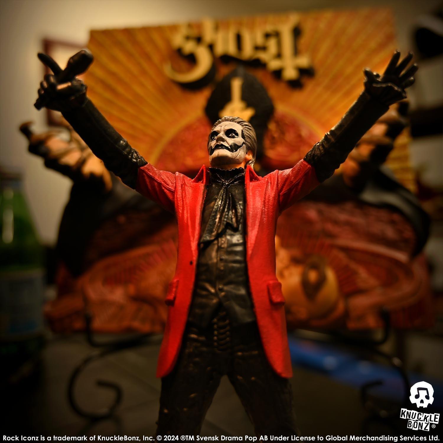 KNUGHOSTPAPA4RED100 Ghost - Papa Emeritus 4 (Red Jacket) Rock Iconz Statue - KnuckleBonz - Titan Pop Culture