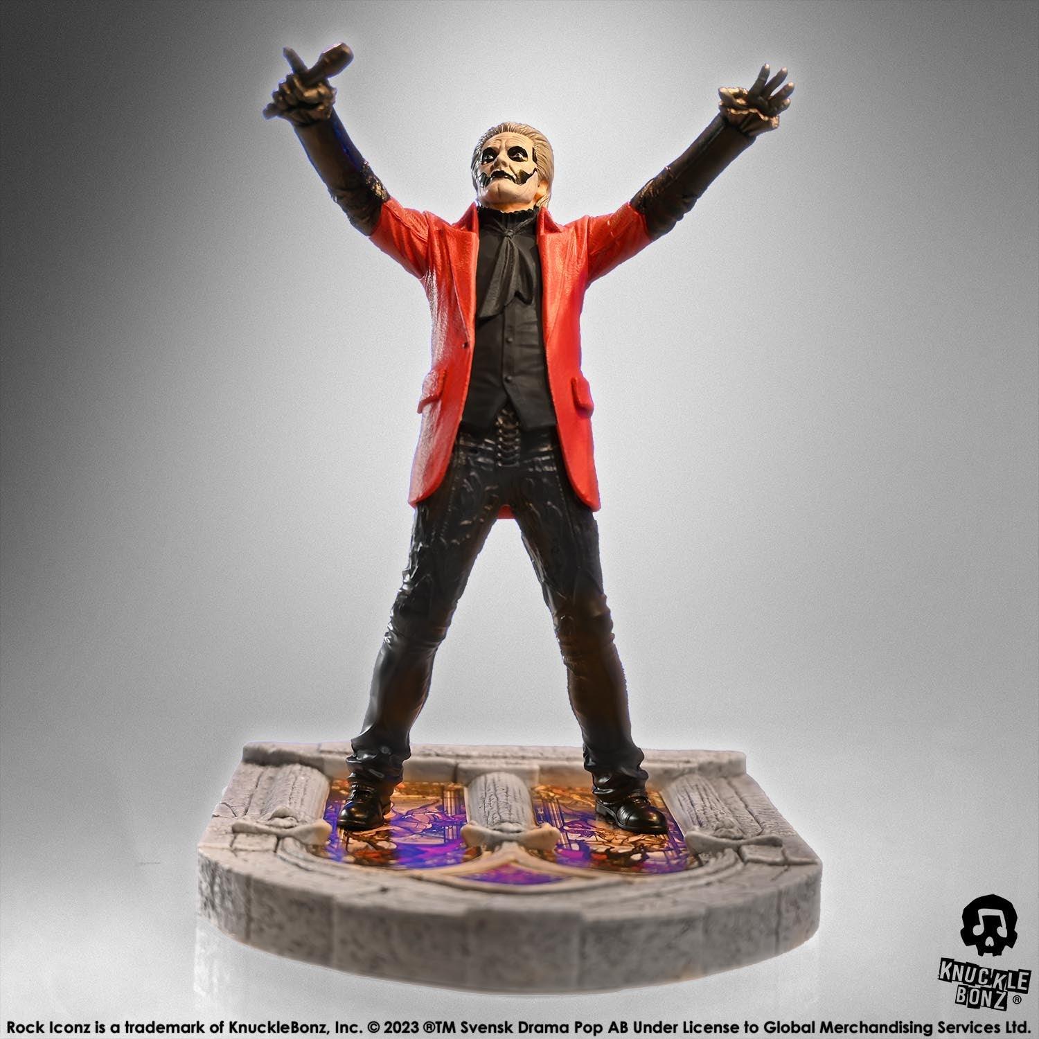 KNUGHOSTPAPA4RED100 Ghost - Papa Emeritus 4 (Red Jacket) Rock Iconz Statue - KnuckleBonz - Titan Pop Culture