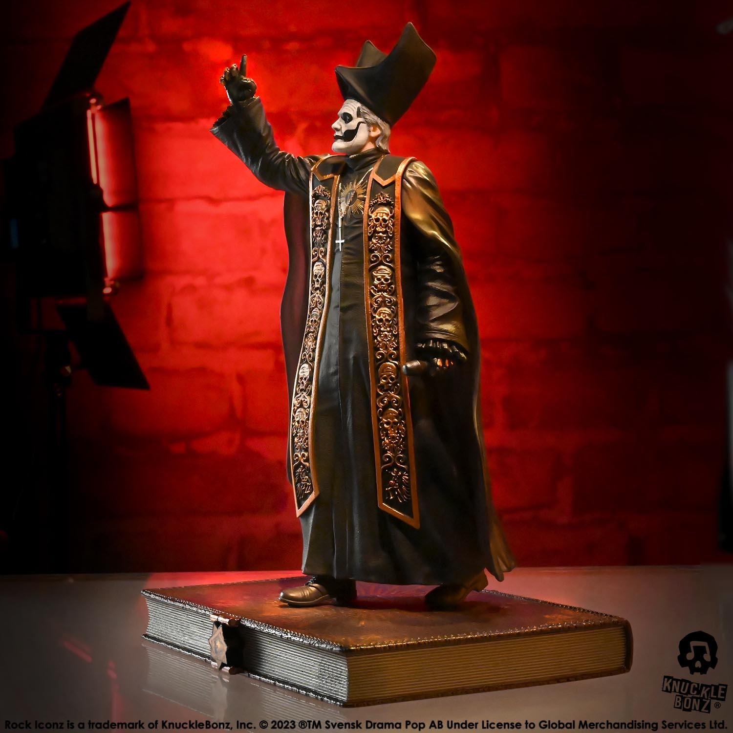 KNUGHOSTPAPABR400 Ghost - Papa Emeritus in Black Robes Rock Iconz Statue - KnuckleBonz - Titan Pop Culture