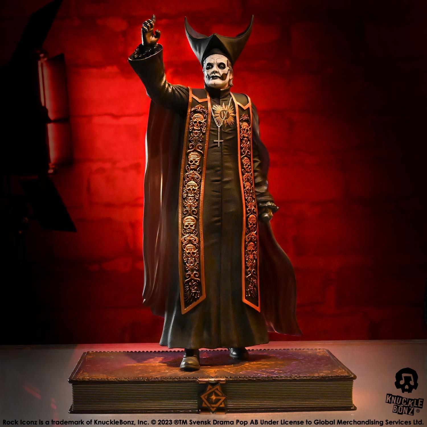 KNUGHOSTPAPABR400 Ghost - Papa Emeritus in Black Robes Rock Iconz Statue - KnuckleBonz - Titan Pop Culture