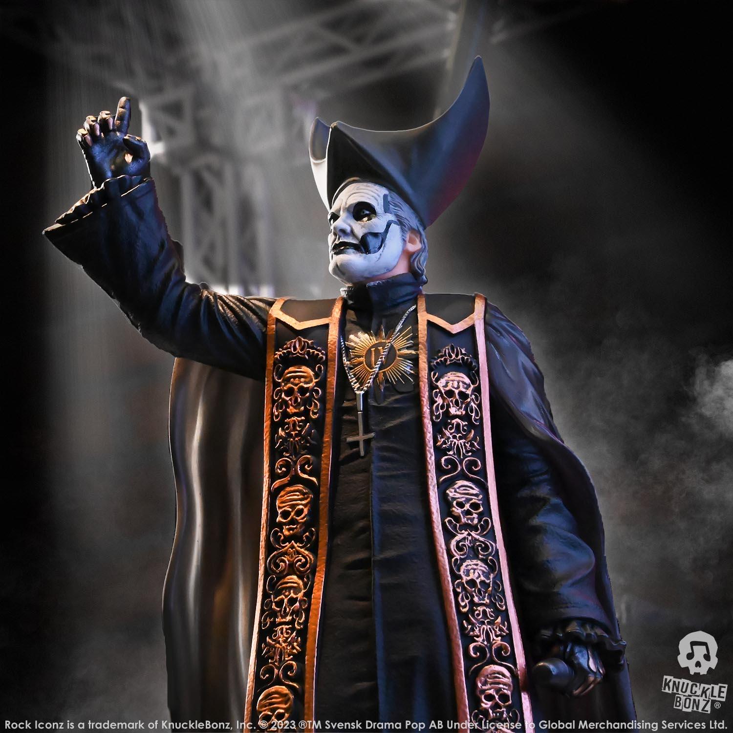 KNUGHOSTPAPABR400 Ghost - Papa Emeritus in Black Robes Rock Iconz Statue - KnuckleBonz - Titan Pop Culture