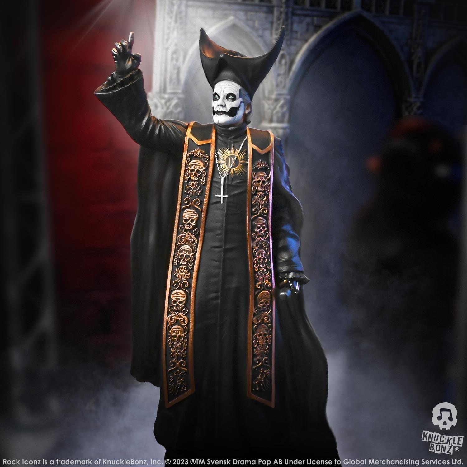 KNUGHOSTPAPABR400 Ghost - Papa Emeritus in Black Robes Rock Iconz Statue - KnuckleBonz - Titan Pop Culture