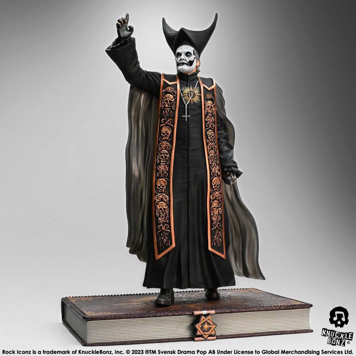 KNUGHOSTPAPABR400 Ghost - Papa Emeritus in Black Robes Rock Iconz Statue - KnuckleBonz - Titan Pop Culture