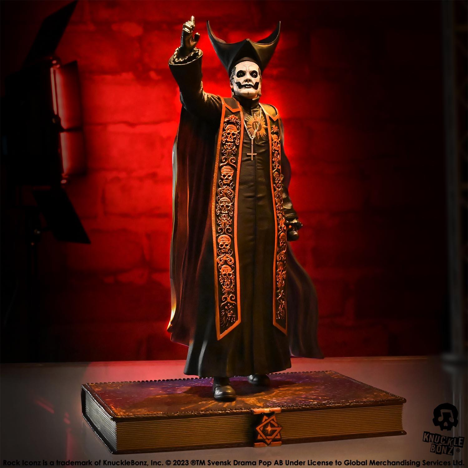 KNUGHOSTPAPABR400 Ghost - Papa Emeritus in Black Robes Rock Iconz Statue - KnuckleBonz - Titan Pop Culture