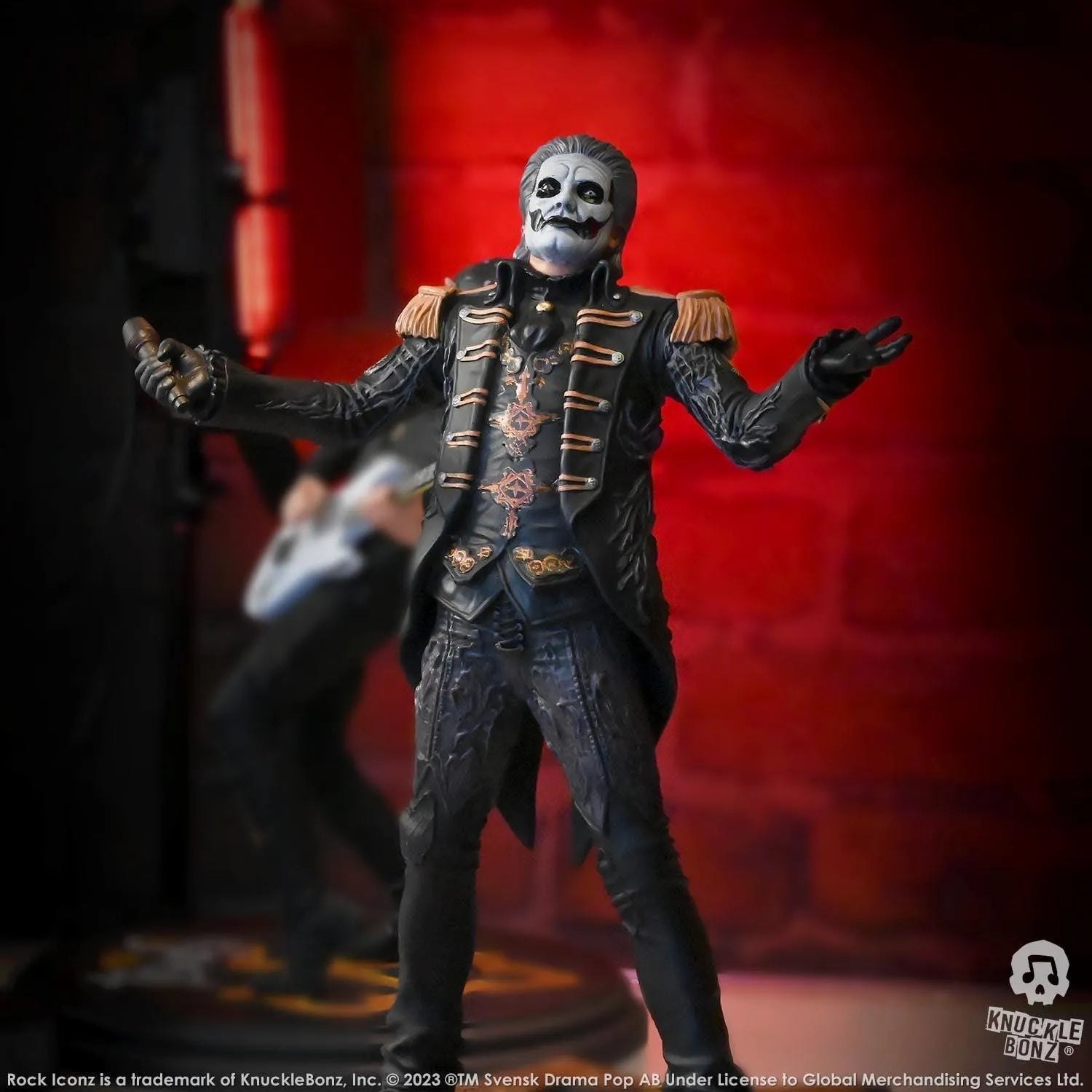 KNUGHOSTPAPAMJ400 Ghost - Papa Emeritus in Military Jacket Rock Iconz Statue - KnuckleBonz - Titan Pop Culture