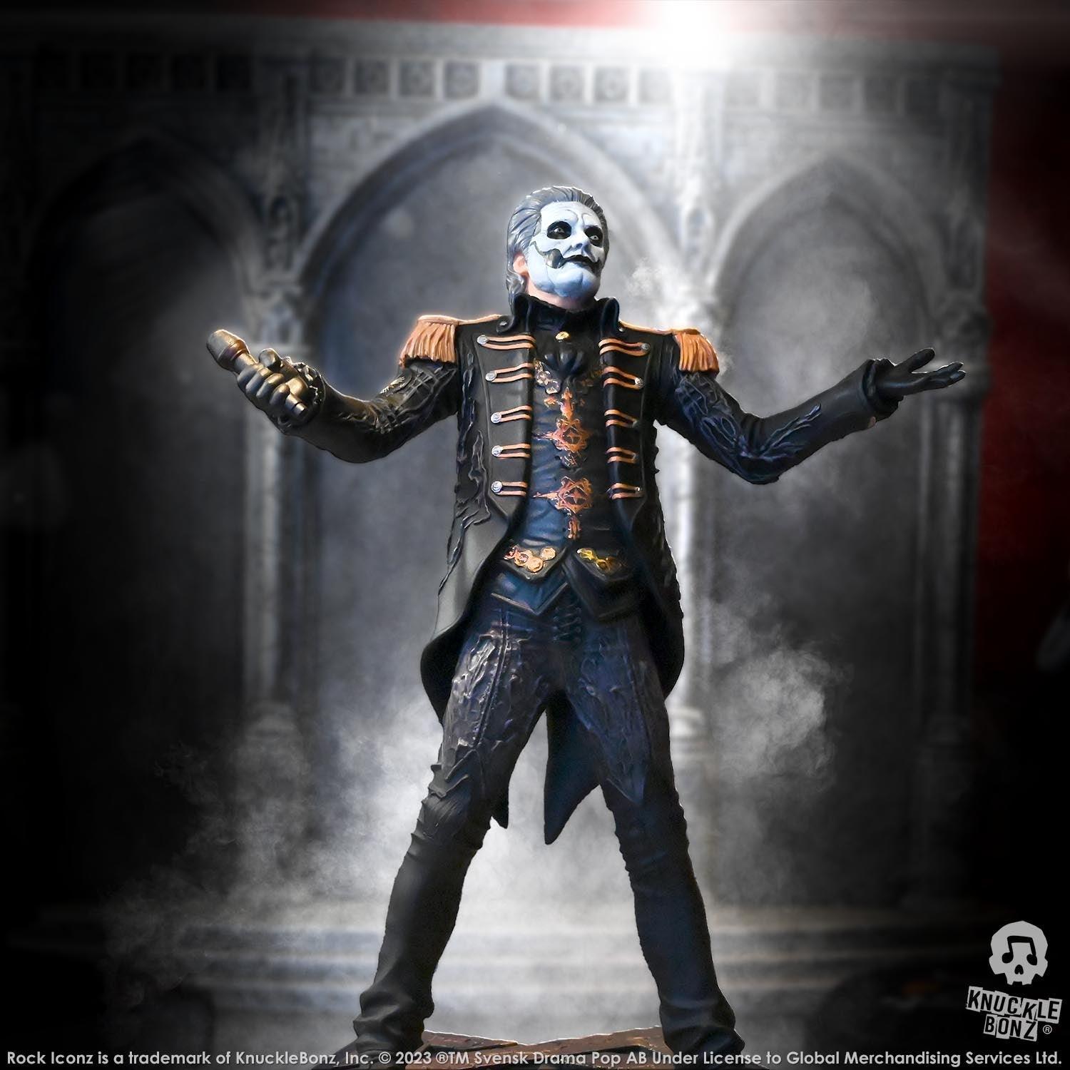 KNUGHOSTPAPAMJ400 Ghost - Papa Emeritus in Military Jacket Rock Iconz Statue - KnuckleBonz - Titan Pop Culture