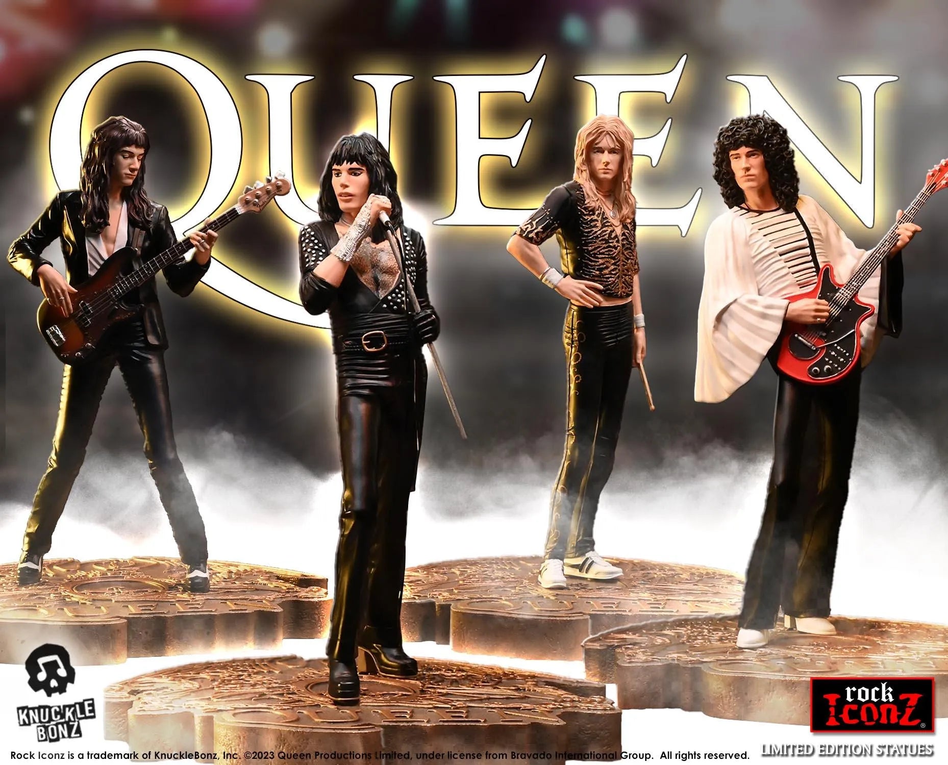 KNUQUEEN200 Queen 2 - Rock Iconz Statues [Set of 4] - KnuckleBonz - Titan Pop Culture