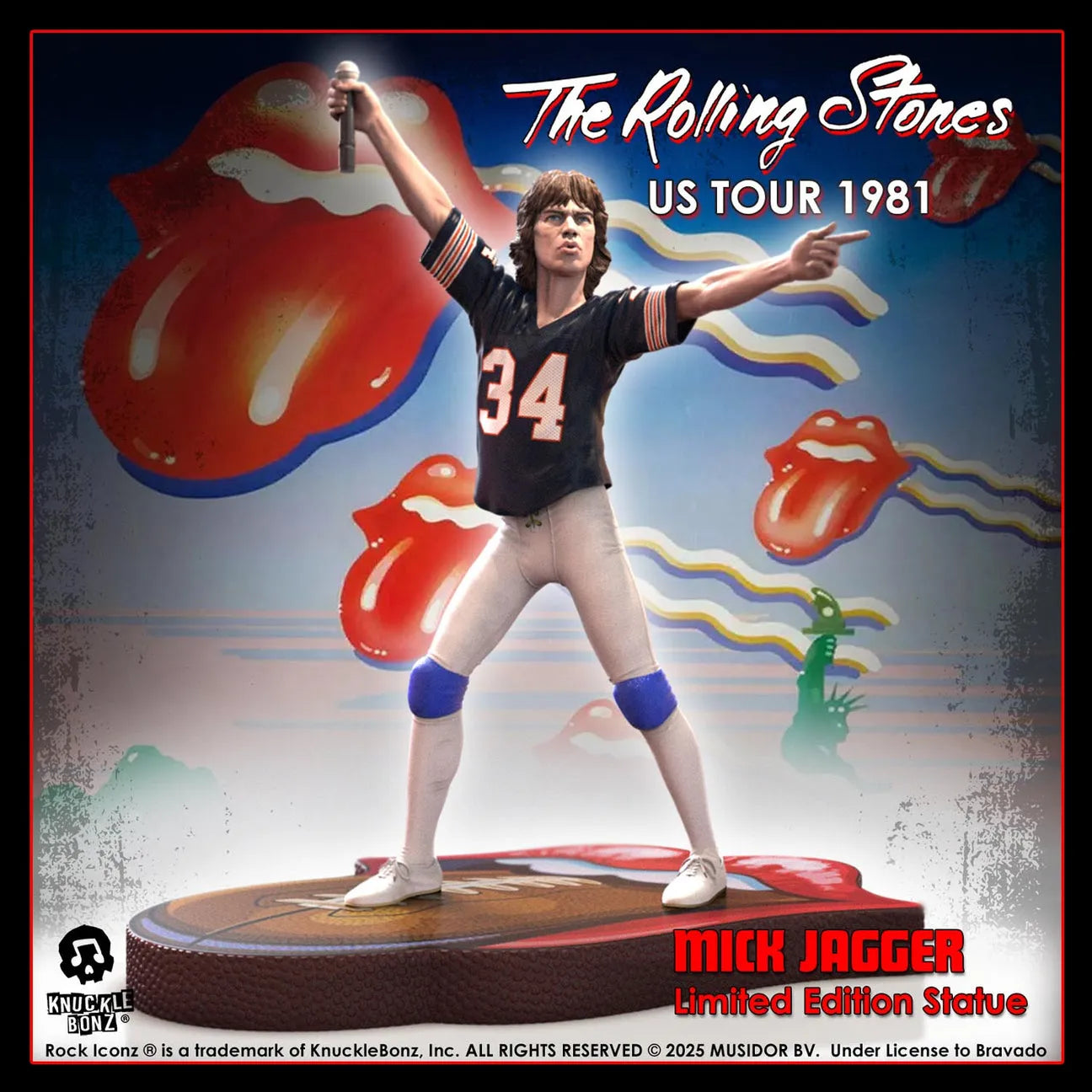 KNURSMJ81BK100 Rolling Stones - Mick Jagger Tour '81 (Black Jersey) Statue - KnuckleBonz - Titan Pop Culture