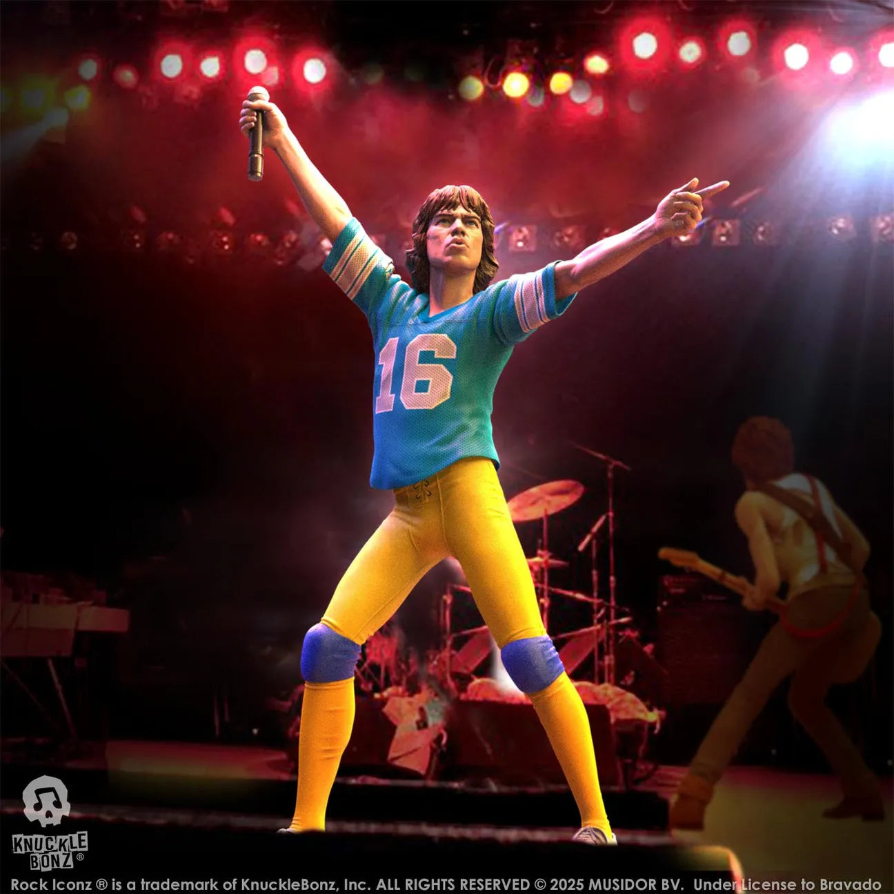 KNURSMJ81BL100 Rolling Stones - Mick Jagger Tour '81 (Blue Jersey) Statue - KnuckleBonz - Titan Pop Culture