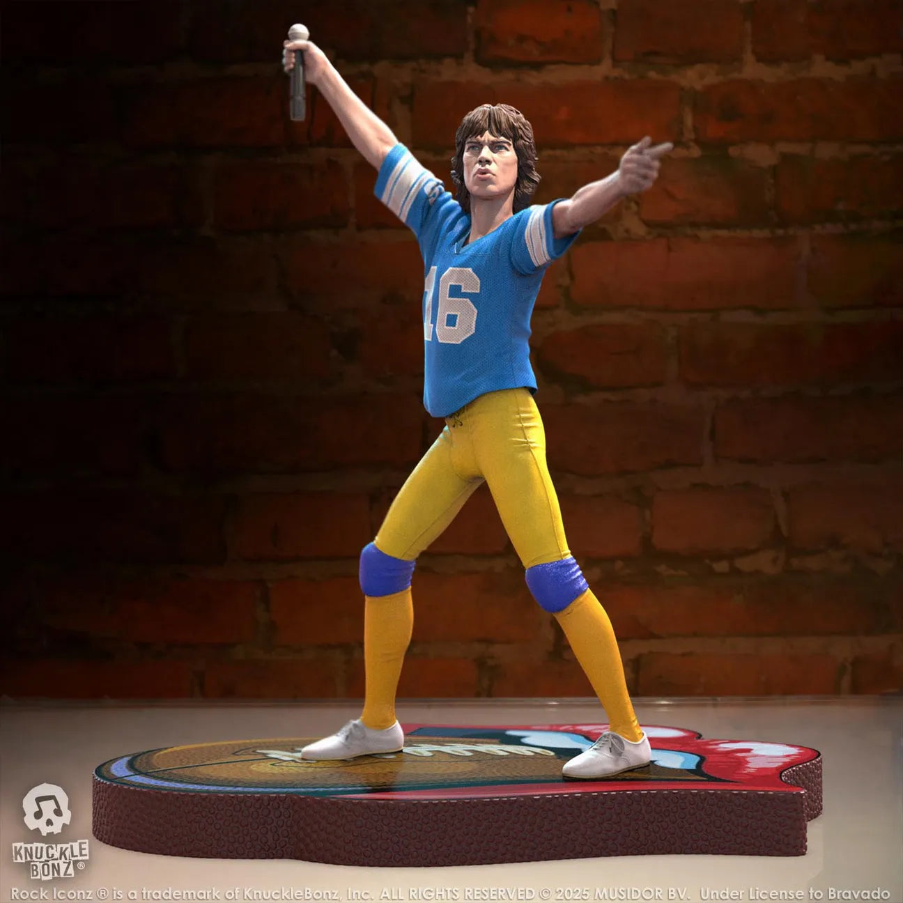 KNURSMJ81BL100 Rolling Stones - Mick Jagger Tour '81 (Blue Jersey) Statue - KnuckleBonz - Titan Pop Culture