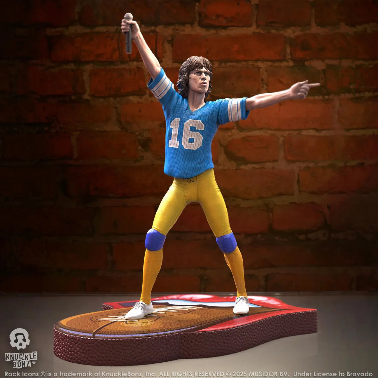 KNURSMJ81BL100 Rolling Stones - Mick Jagger Tour '81 (Blue Jersey) Statue - KnuckleBonz - Titan Pop Culture