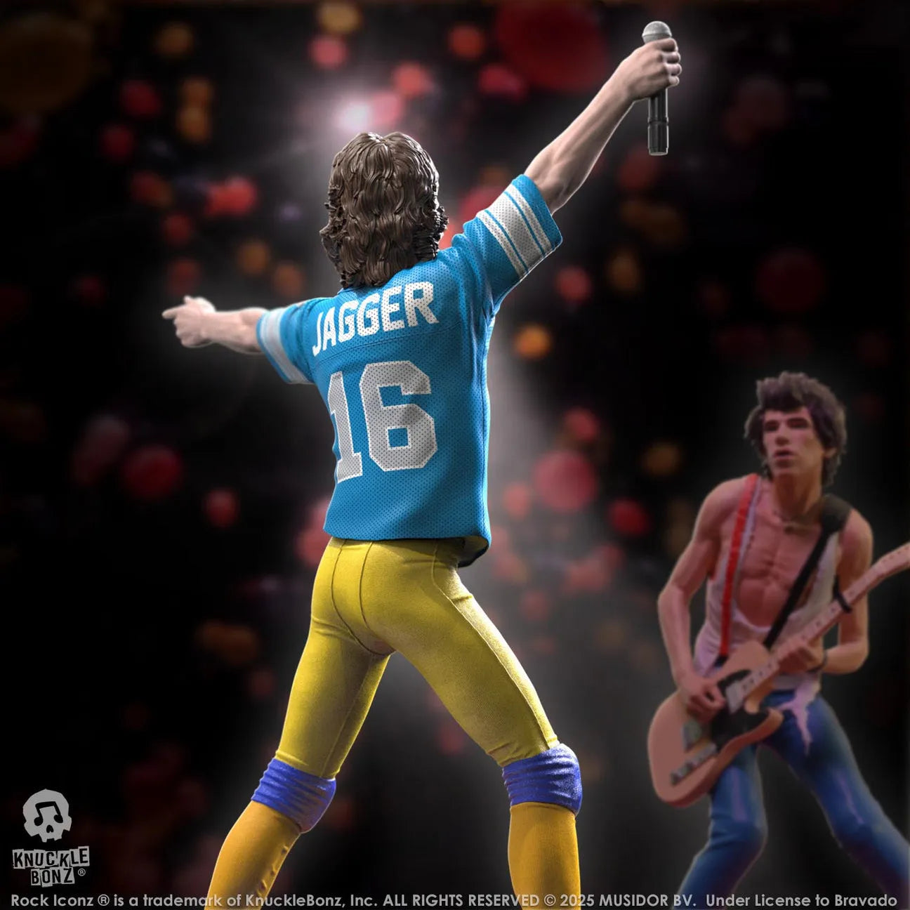 KNURSMJ81BL100 Rolling Stones - Mick Jagger Tour '81 (Blue Jersey) Statue - KnuckleBonz - Titan Pop Culture