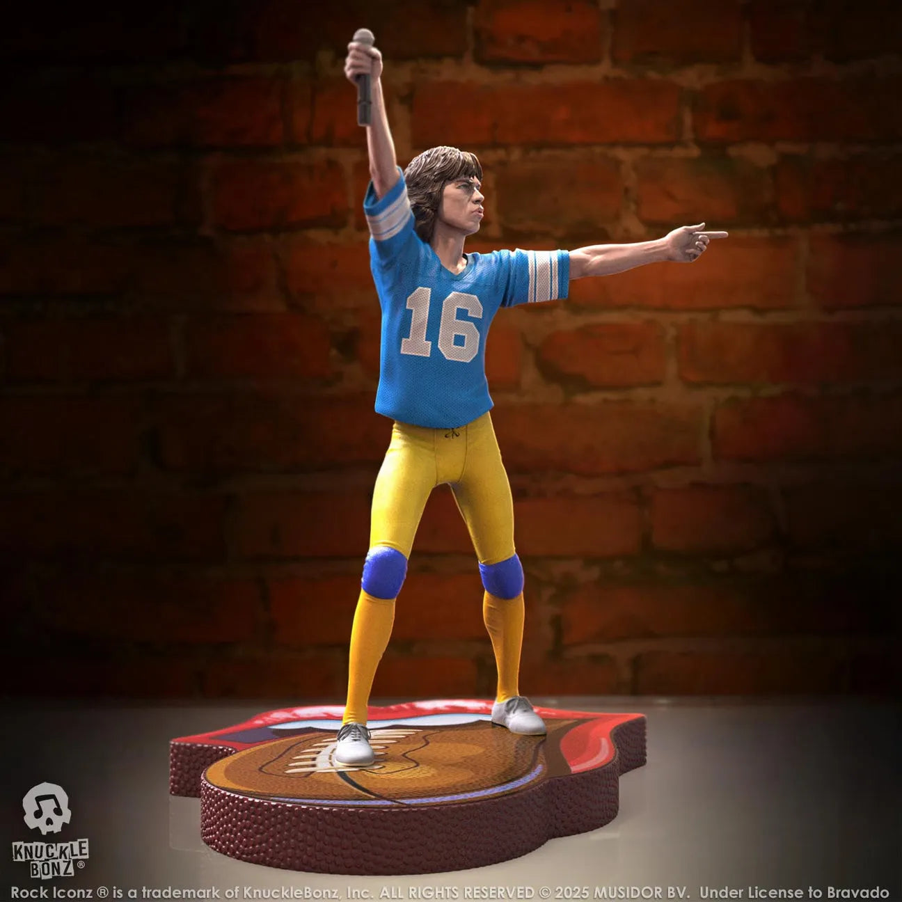 KNURSMJ81BL100 Rolling Stones - Mick Jagger Tour '81 (Blue Jersey) Statue - KnuckleBonz - Titan Pop Culture