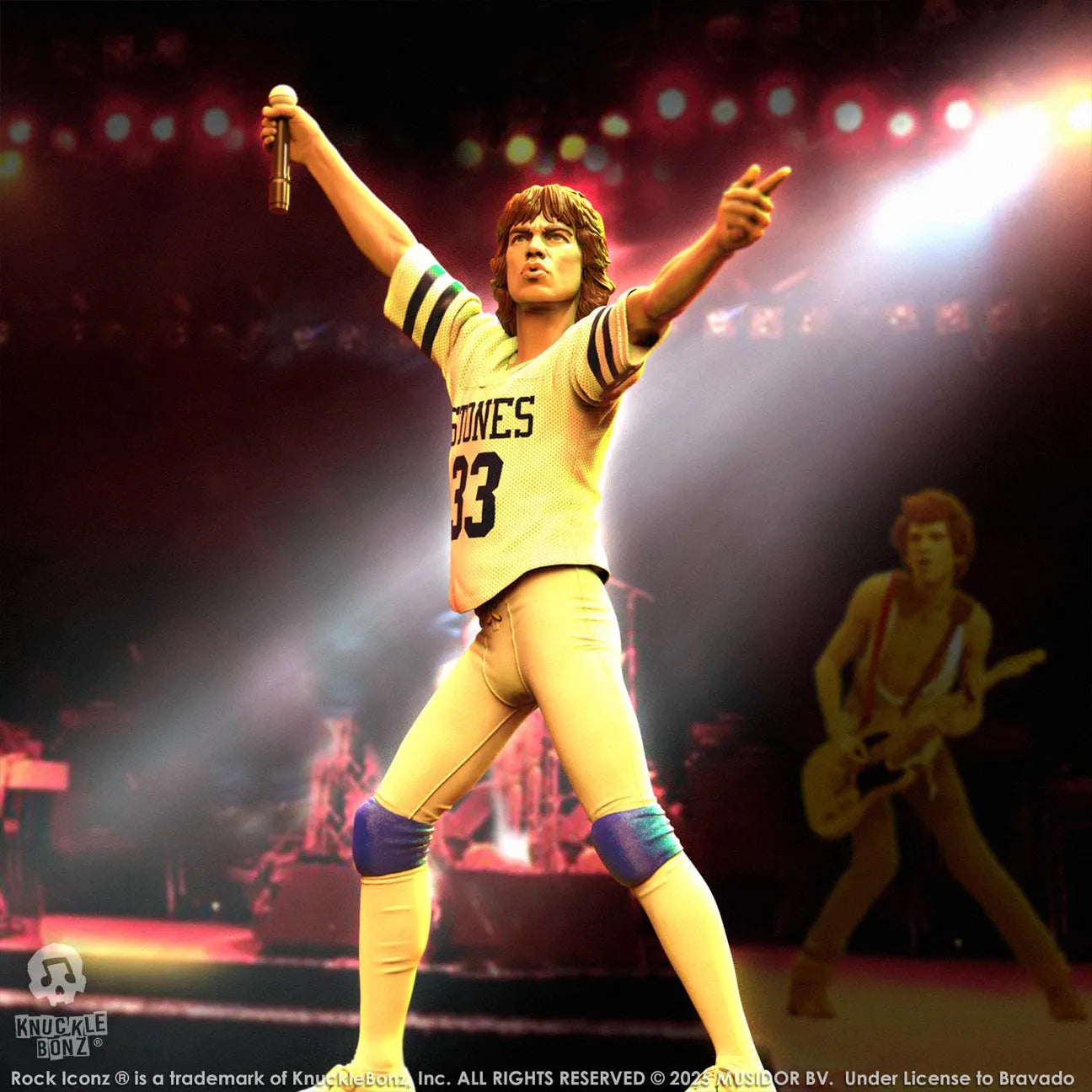 KNURSMJ81WT100 Rolling Stones - Mick Jagger Tour '81 (White Jersey) Statue - KnuckleBonz - Titan Pop Culture