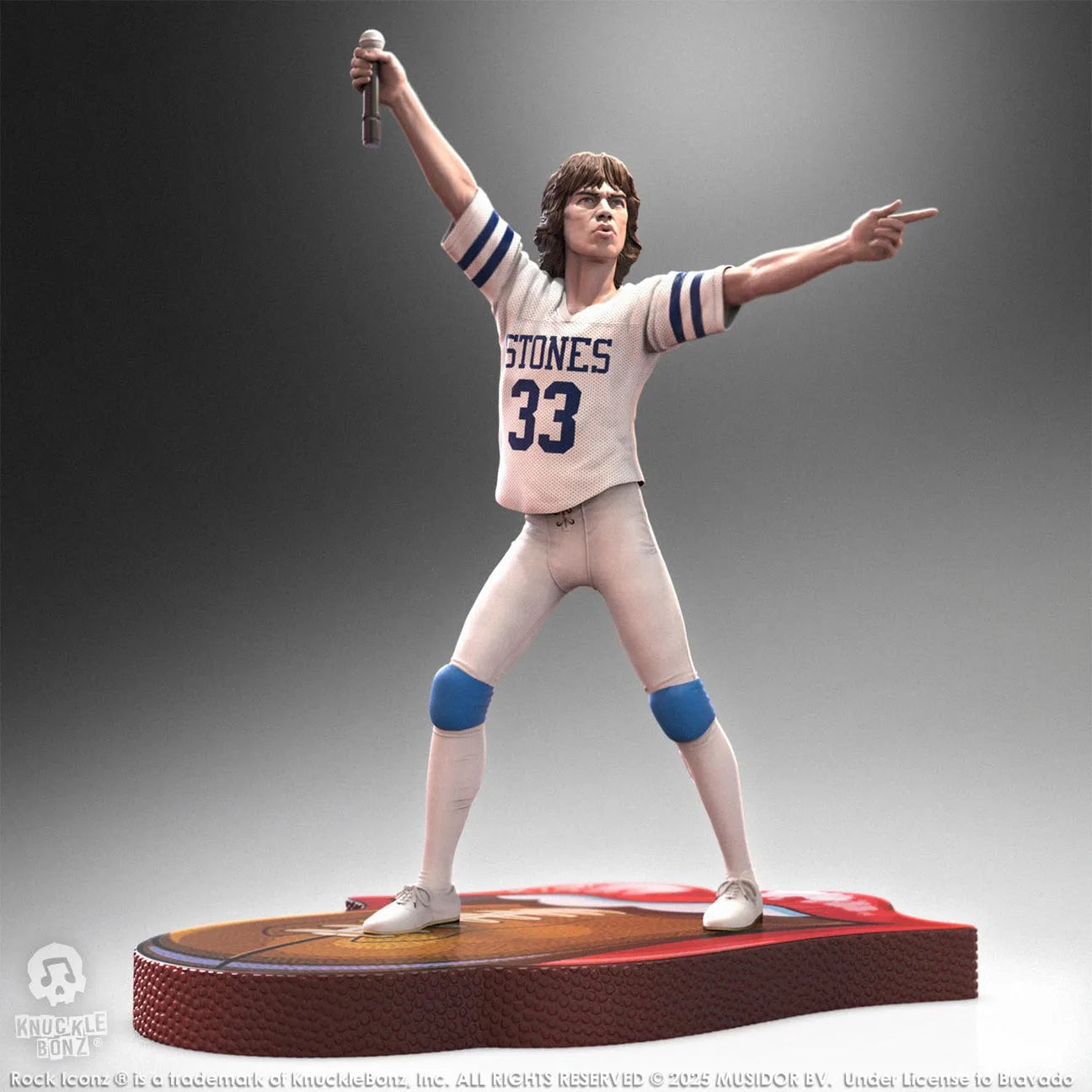 KNURSMJ81WT100 Rolling Stones - Mick Jagger Tour '81 (White Jersey) Statue - KnuckleBonz - Titan Pop Culture