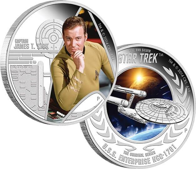 Limited-Edition-14522 2015 Star Trek Captain James T. Kirk and U.S.S. Enterprise NCC-1701 1oz Silver Proof Two Coin Set - Perth Mint - Titan Pop Culture