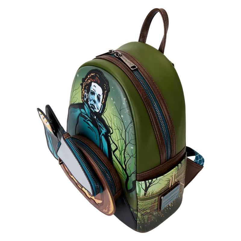 LOUCOMBK0004 Halloween - Michael Myers Pumpkin Glow Mini Backpack (with Coin Bag) - Loungefly - Titan Pop Culture