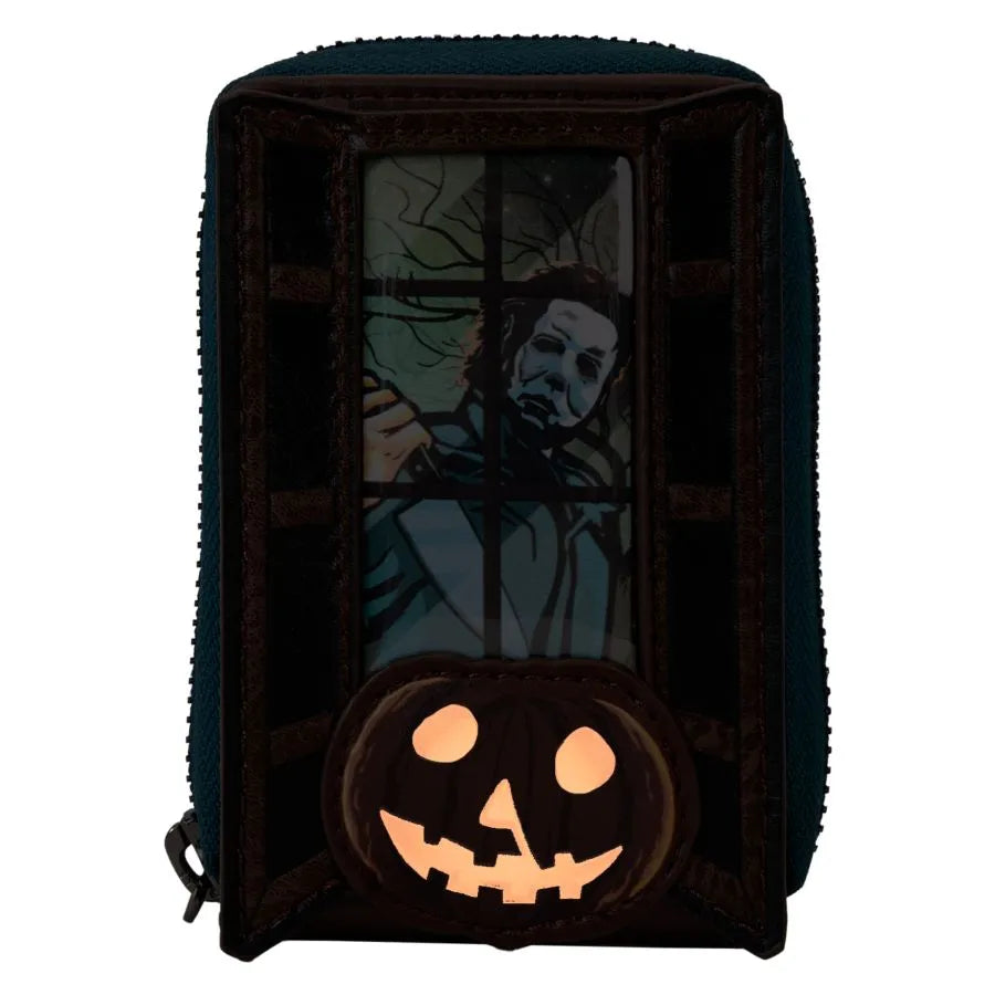 LOUCOMWA0004 Halloween - Michael Myers Pumpkin Glow Accordion Zip Around Wallet - Loungefly - Titan Pop Culture