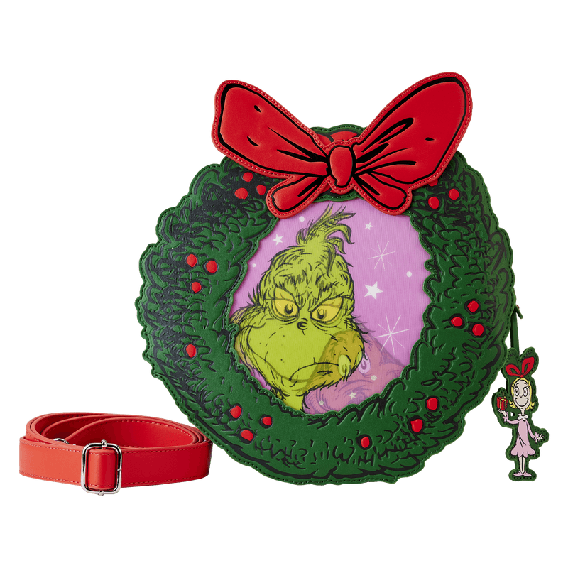 LOUDSSTB0011 Dr Seuss - Dr. Seuss' How the Grinch Stole Christmas! Wreath Crossbody - Loungefly - Titan Pop Culture