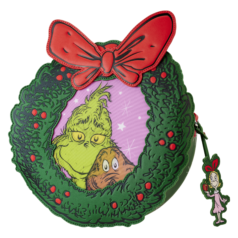 LOUDSSTB0011 Dr Seuss - Dr. Seuss' How the Grinch Stole Christmas! Wreath Crossbody - Loungefly - Titan Pop Culture